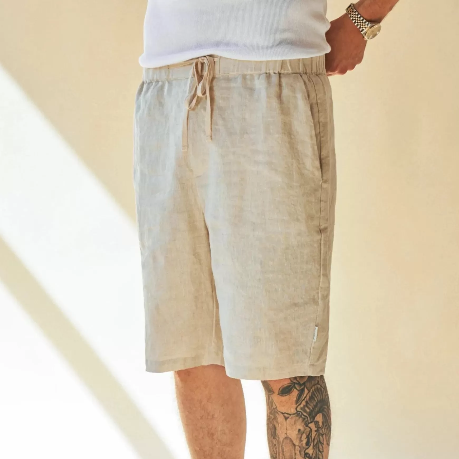 bound 'Alfama' Linen Shorts - Sand Sale