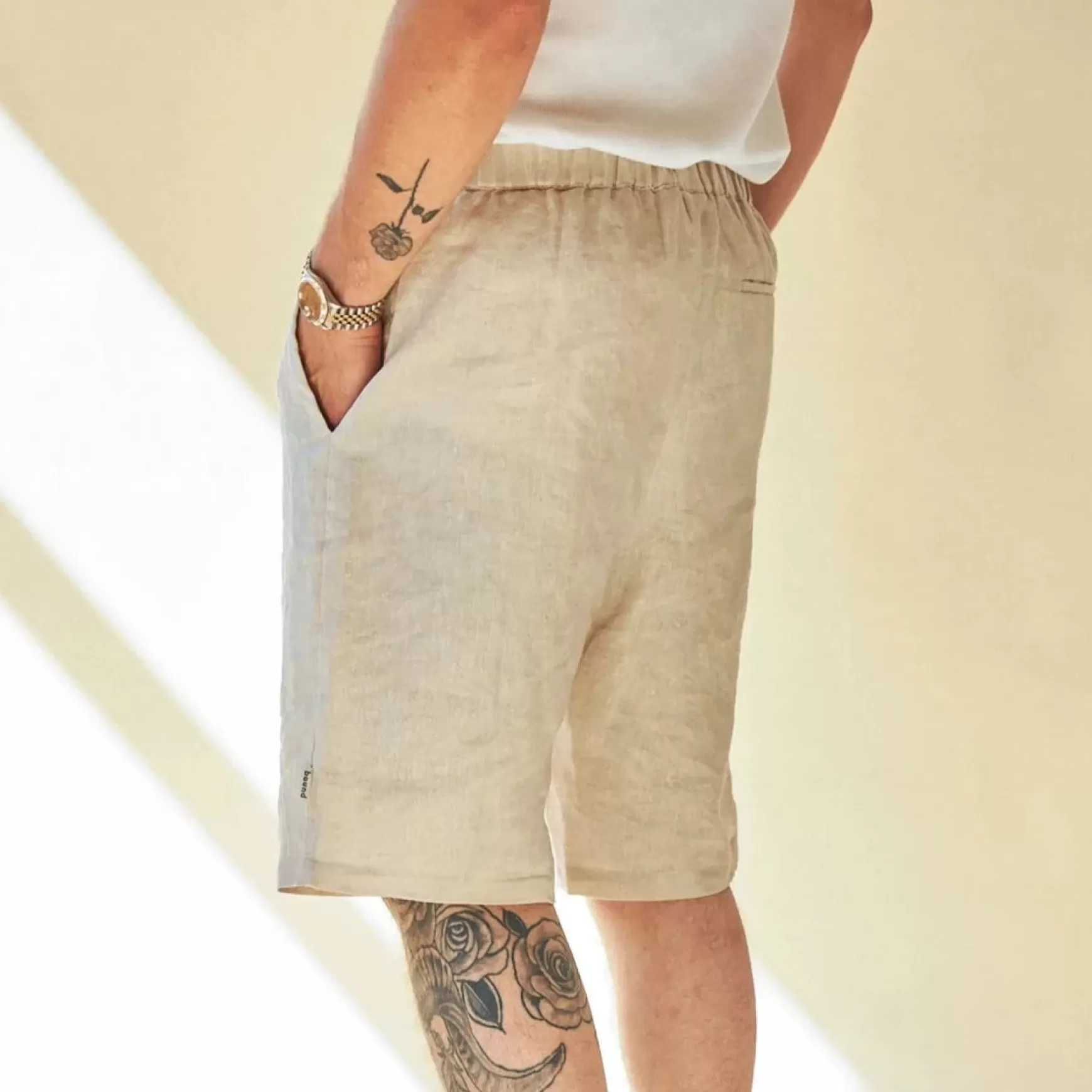 bound 'Alfama' Linen Shorts - Sand Sale