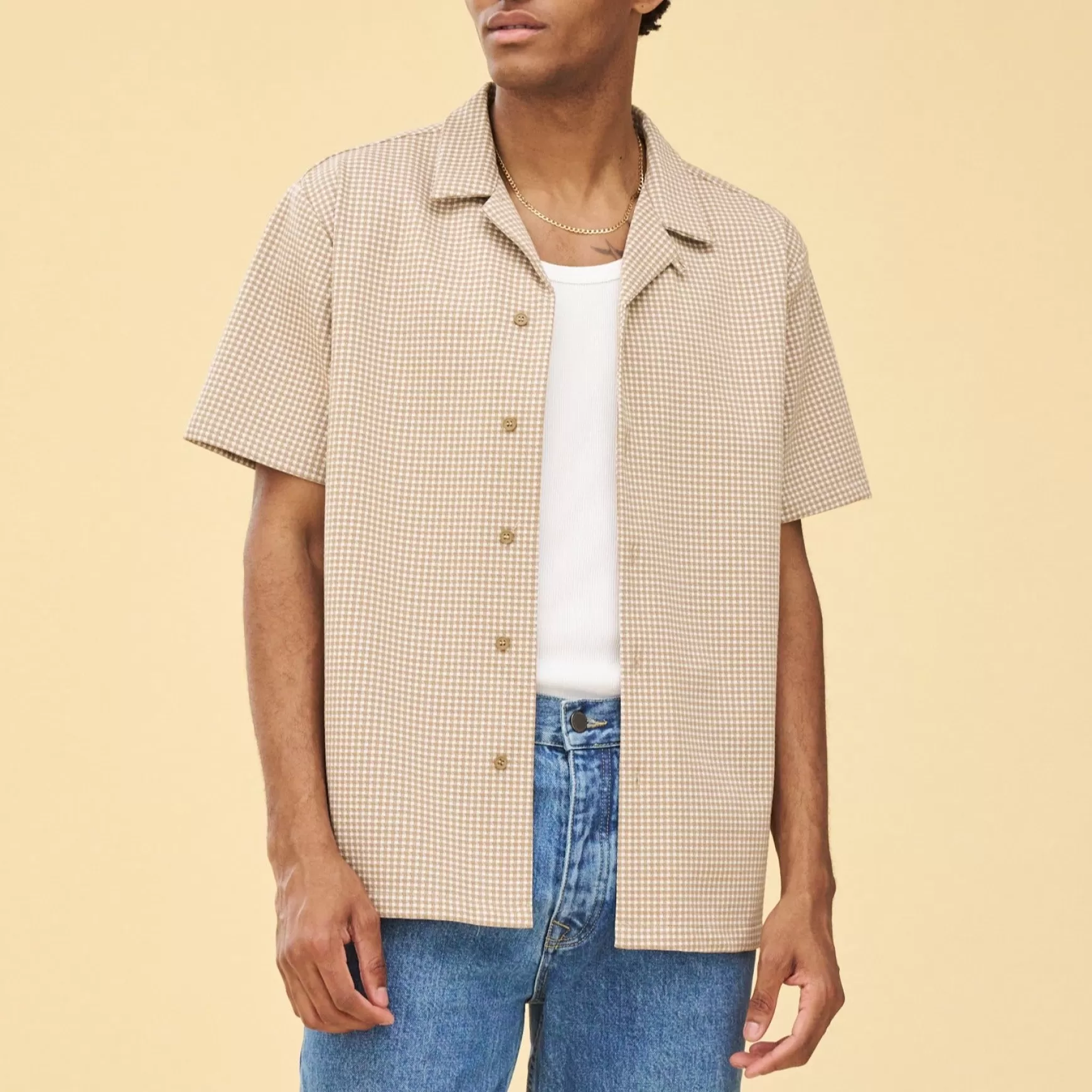 bound Beige Dogtooth Jacquard Cuban Shirt Fashion