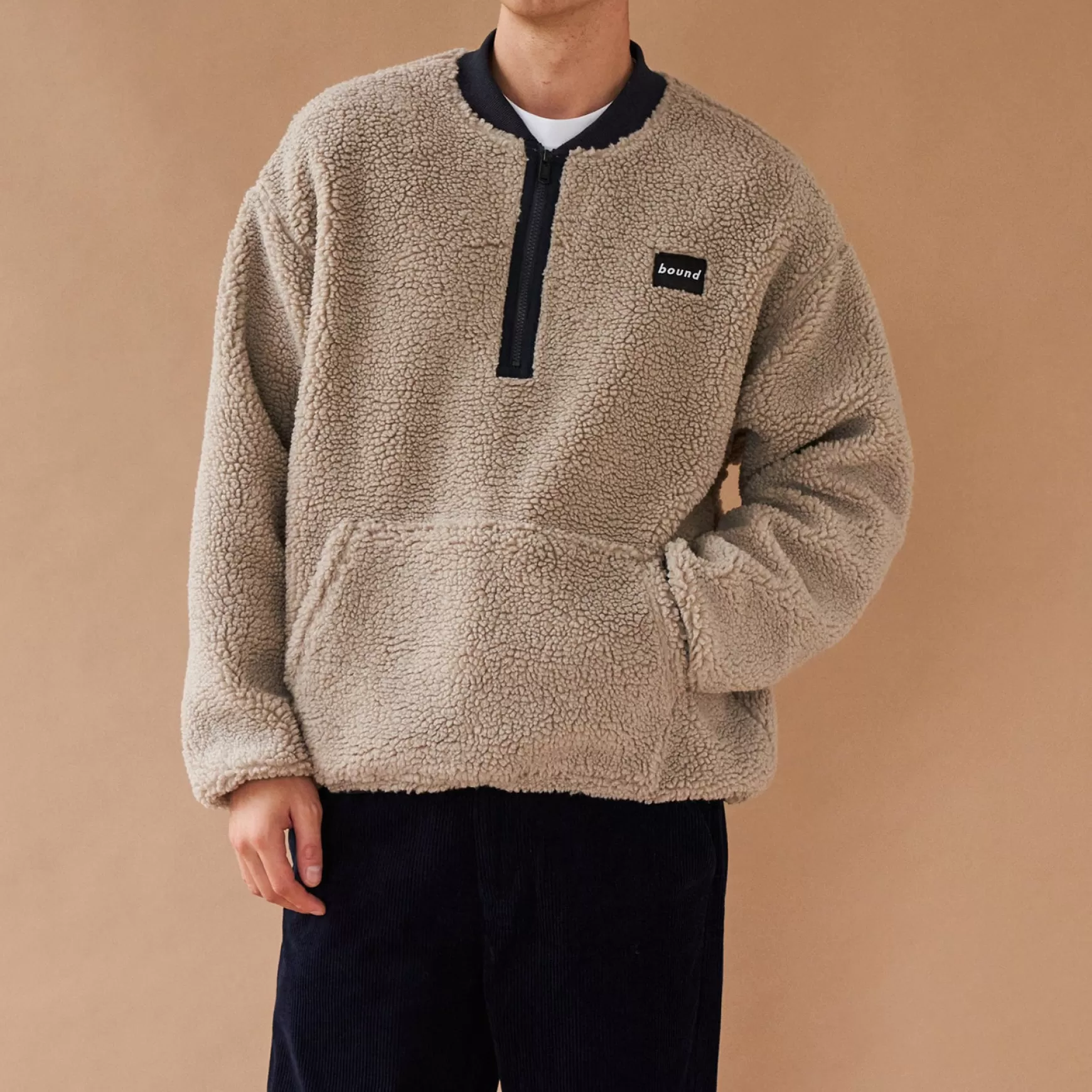 bound 'Beige' Half Zip Pullover Hot