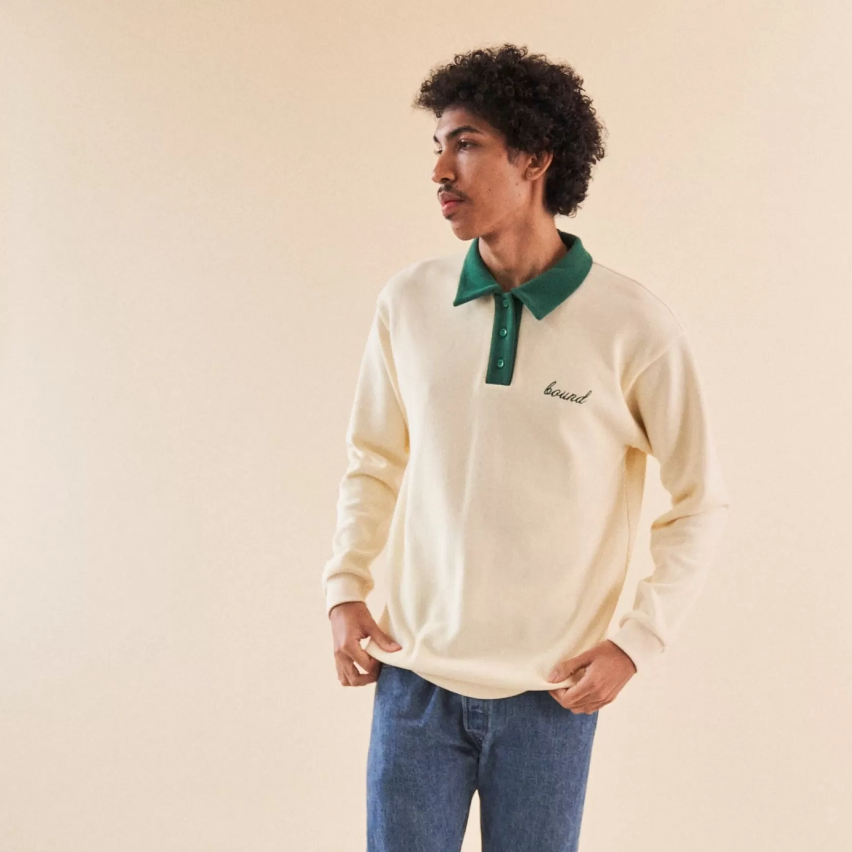 bound 'Cream Knit' Polo Sweater Store