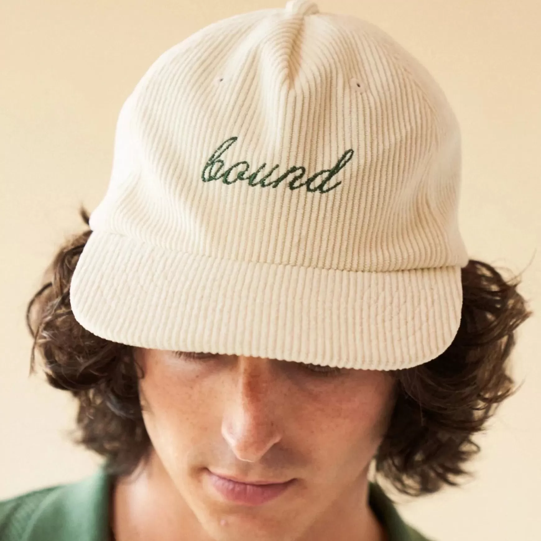 bound 'Ecru' Cord 6 Panel Cap Hot