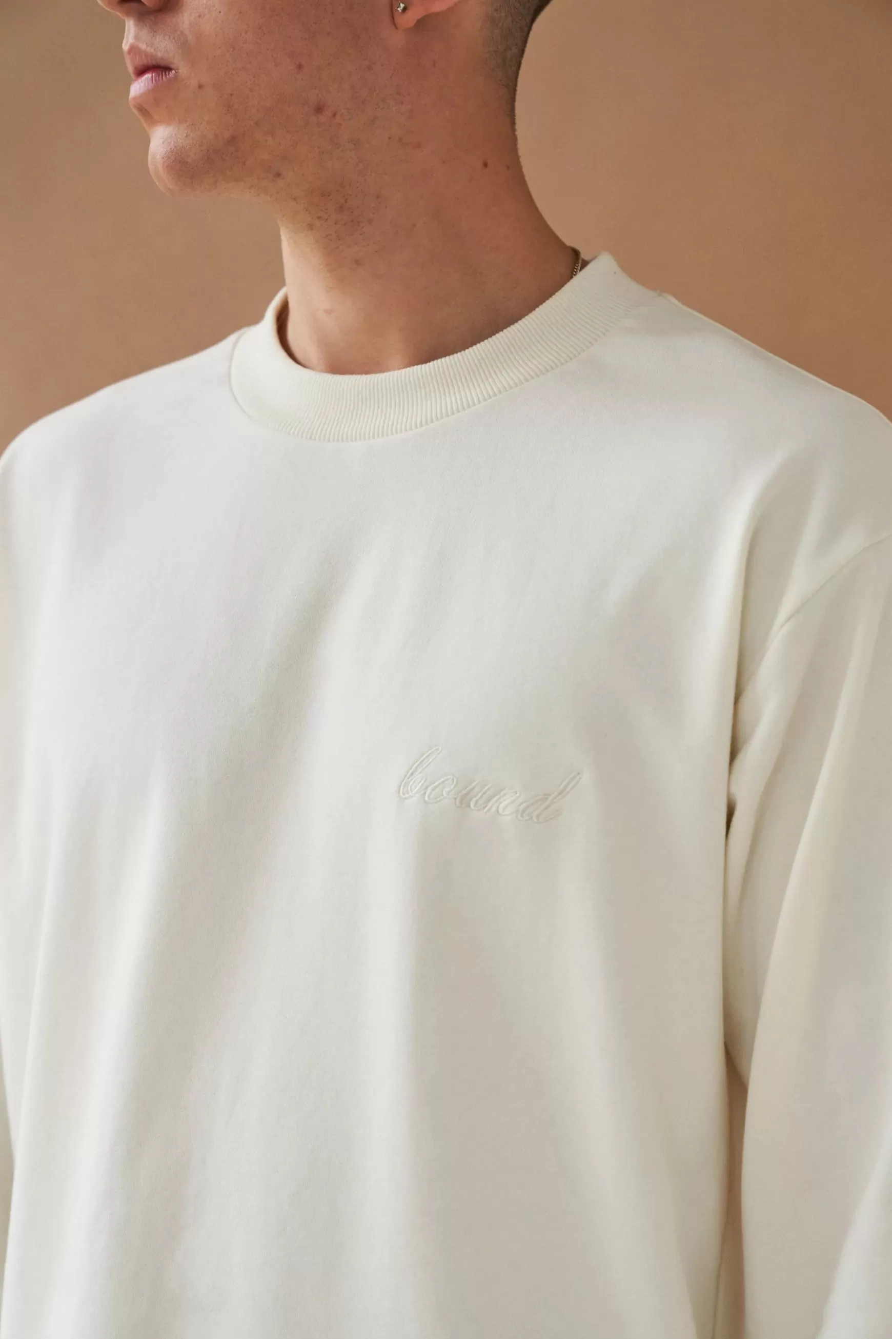 bound 'Ecru Script' Embroidered Longsleeve Tee Discount