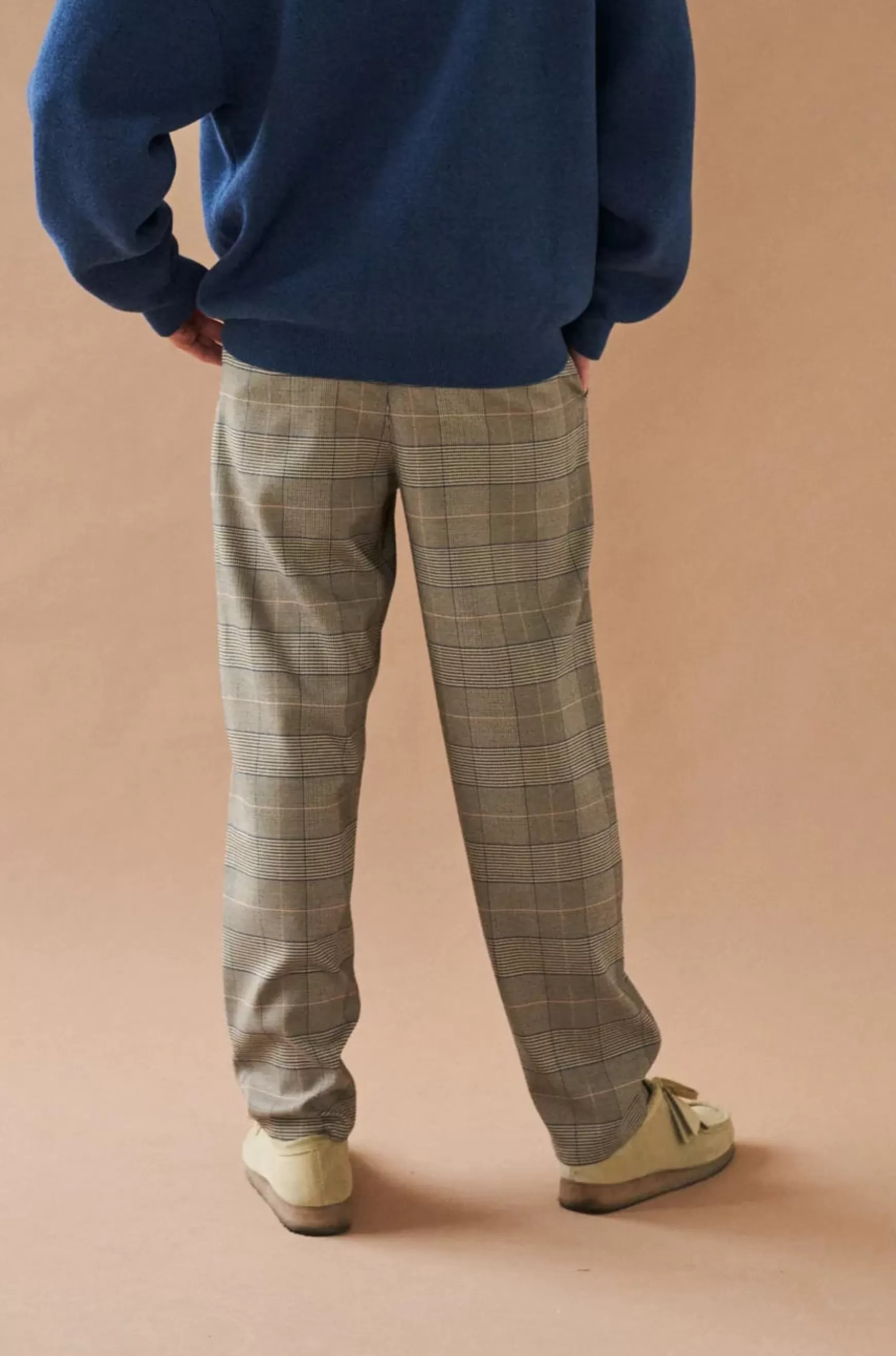 bound 'Everett' Grey Check Straight Trouser Sale