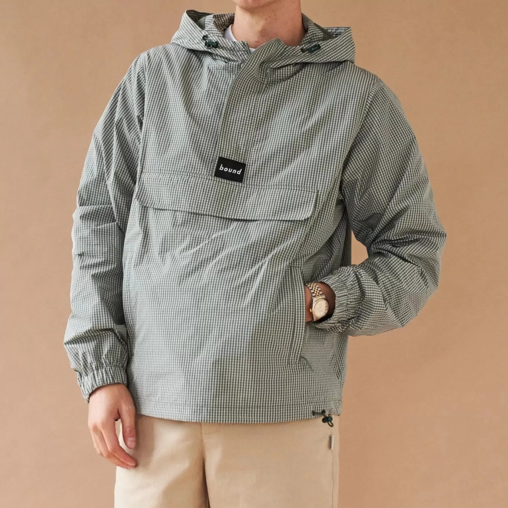 bound 'Hessle' Check Smock - Olive Green Online