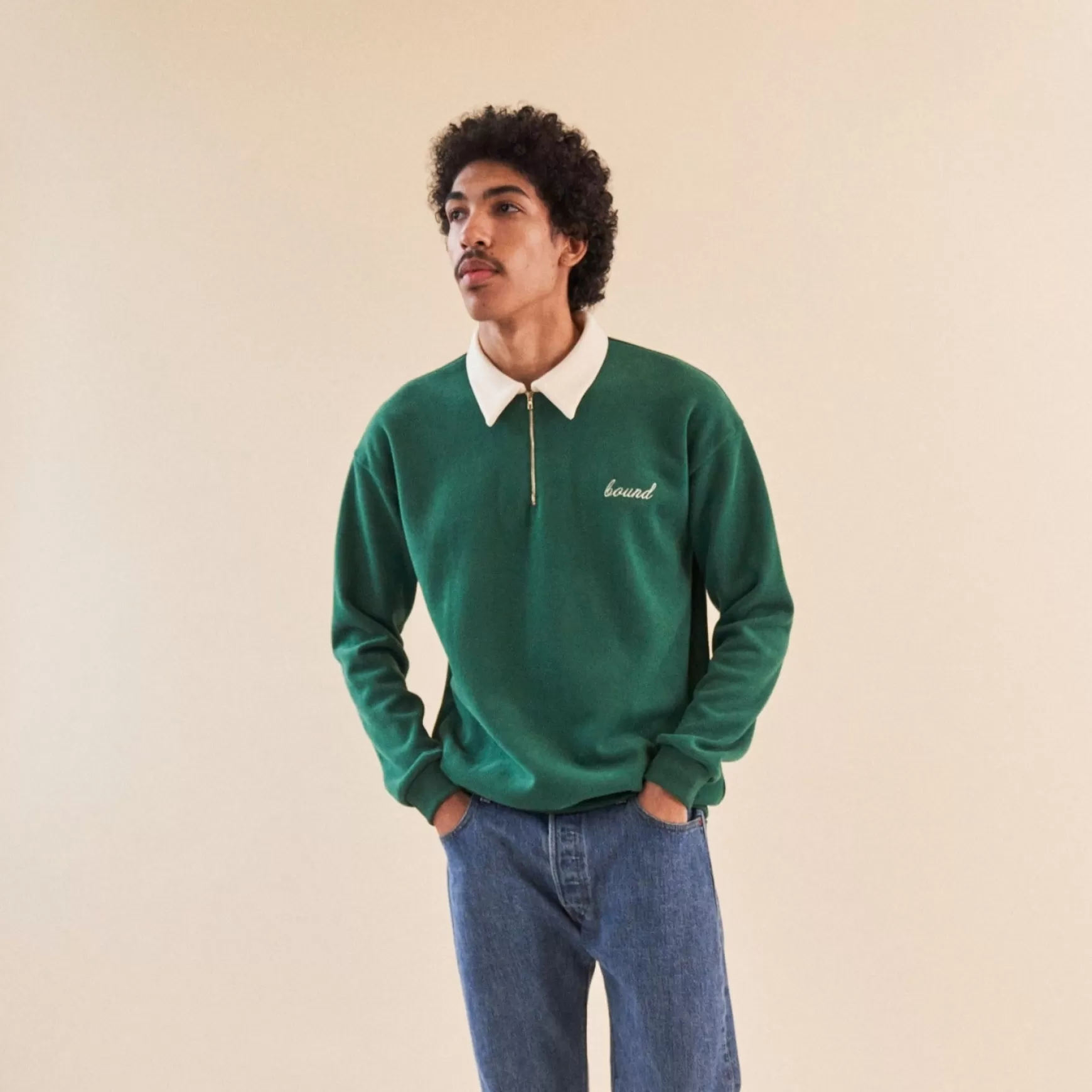 bound 'Kelly' 1/4 Zip Polo Sweater Sale