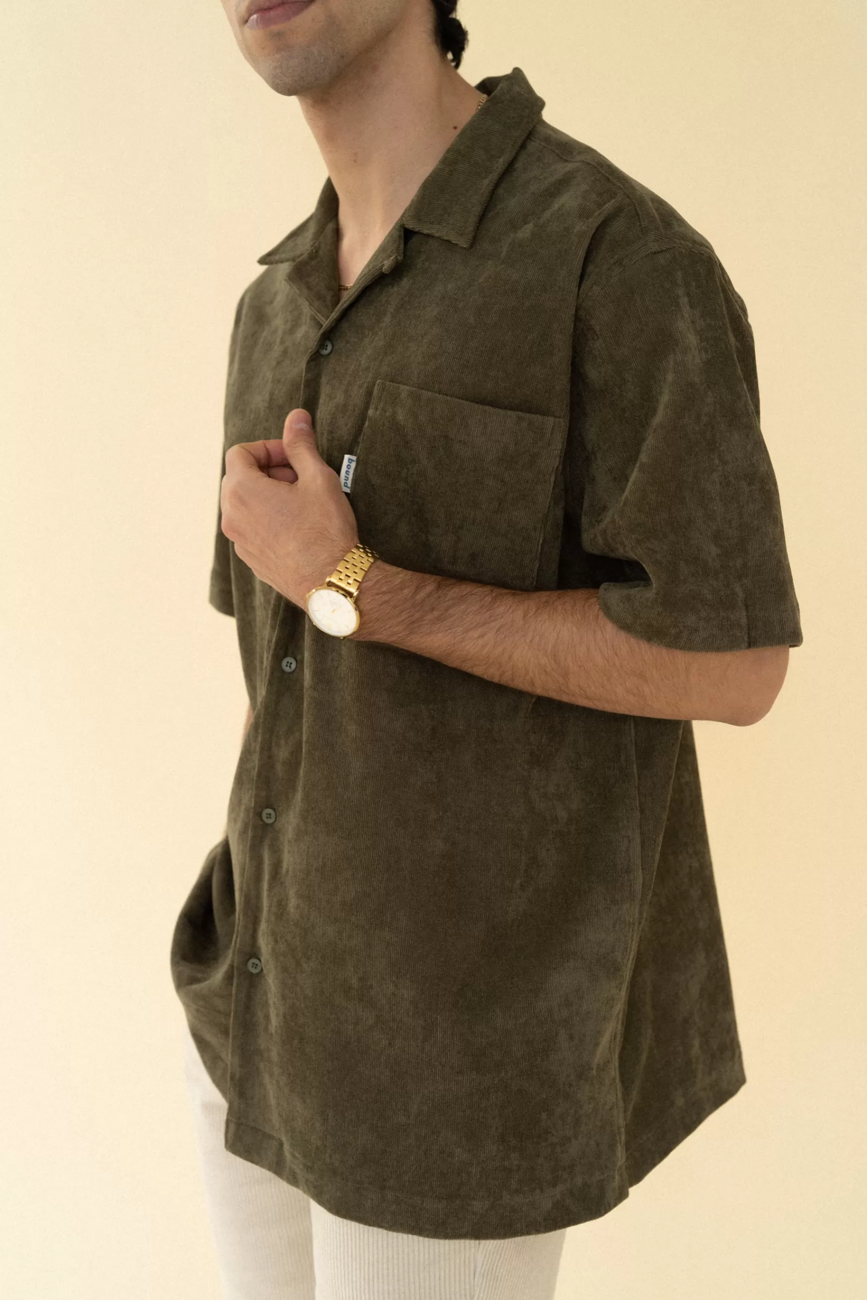 bound 'Khaki Cord Towel' Ss Shirt Discount