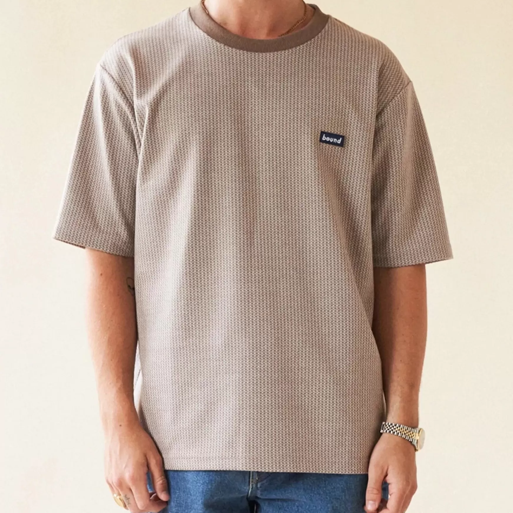 bound 'Millet Jacquard' Tee - Oat Cheap