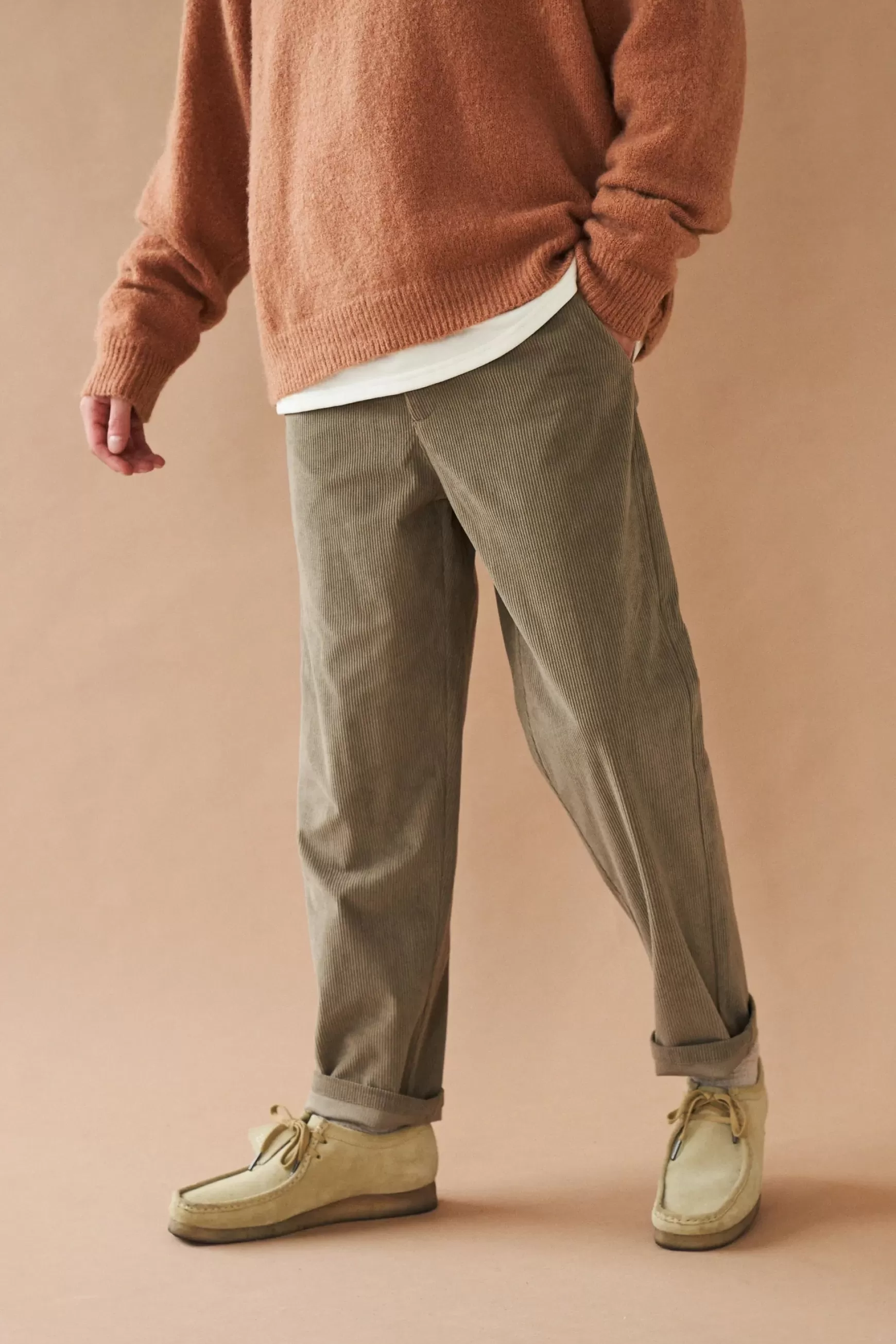 bound 'Mushroom' Corduroy Trousers New