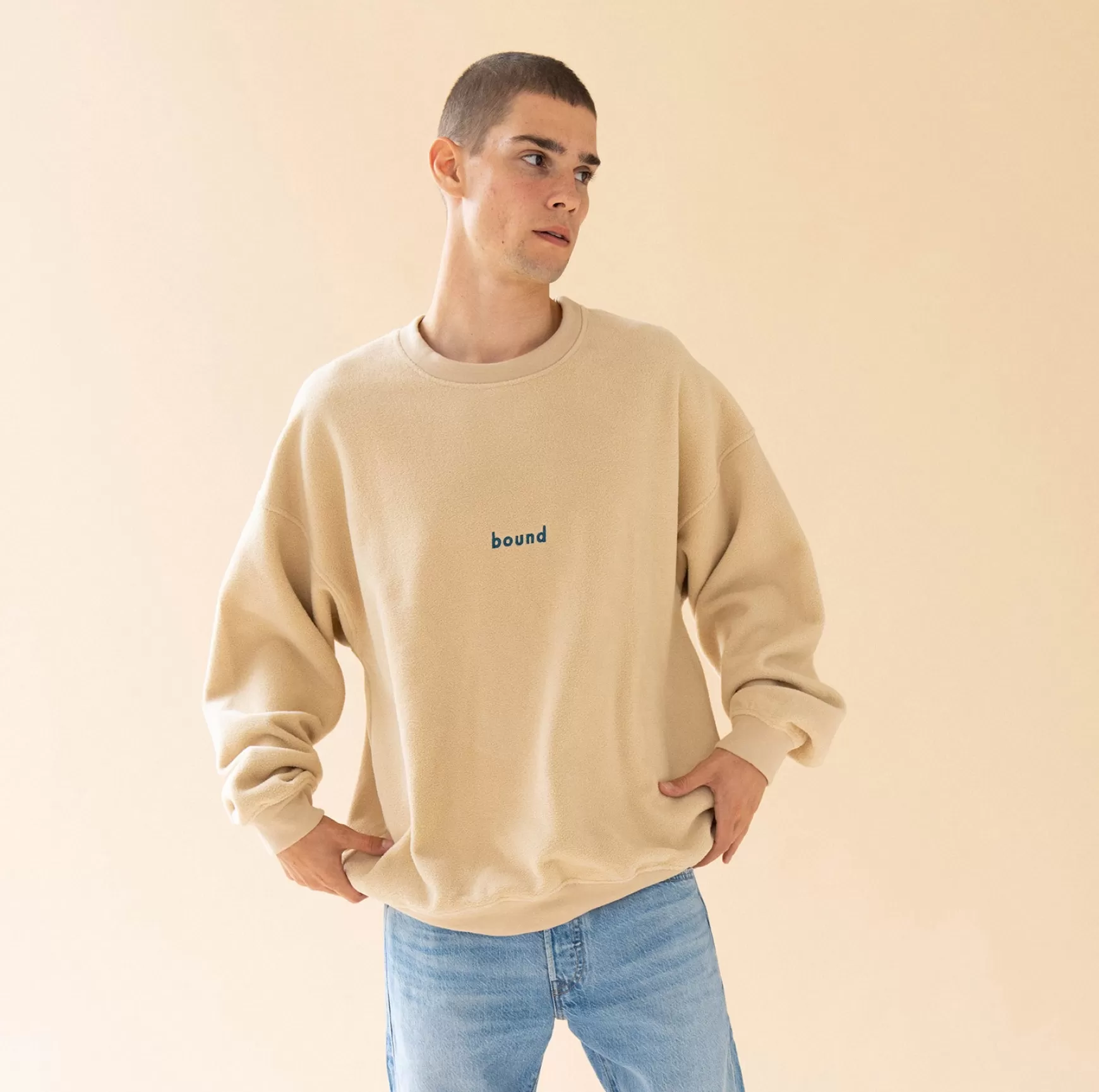 bound 'Oatmeal Reverse Fleece' Oversized Sweater Hot