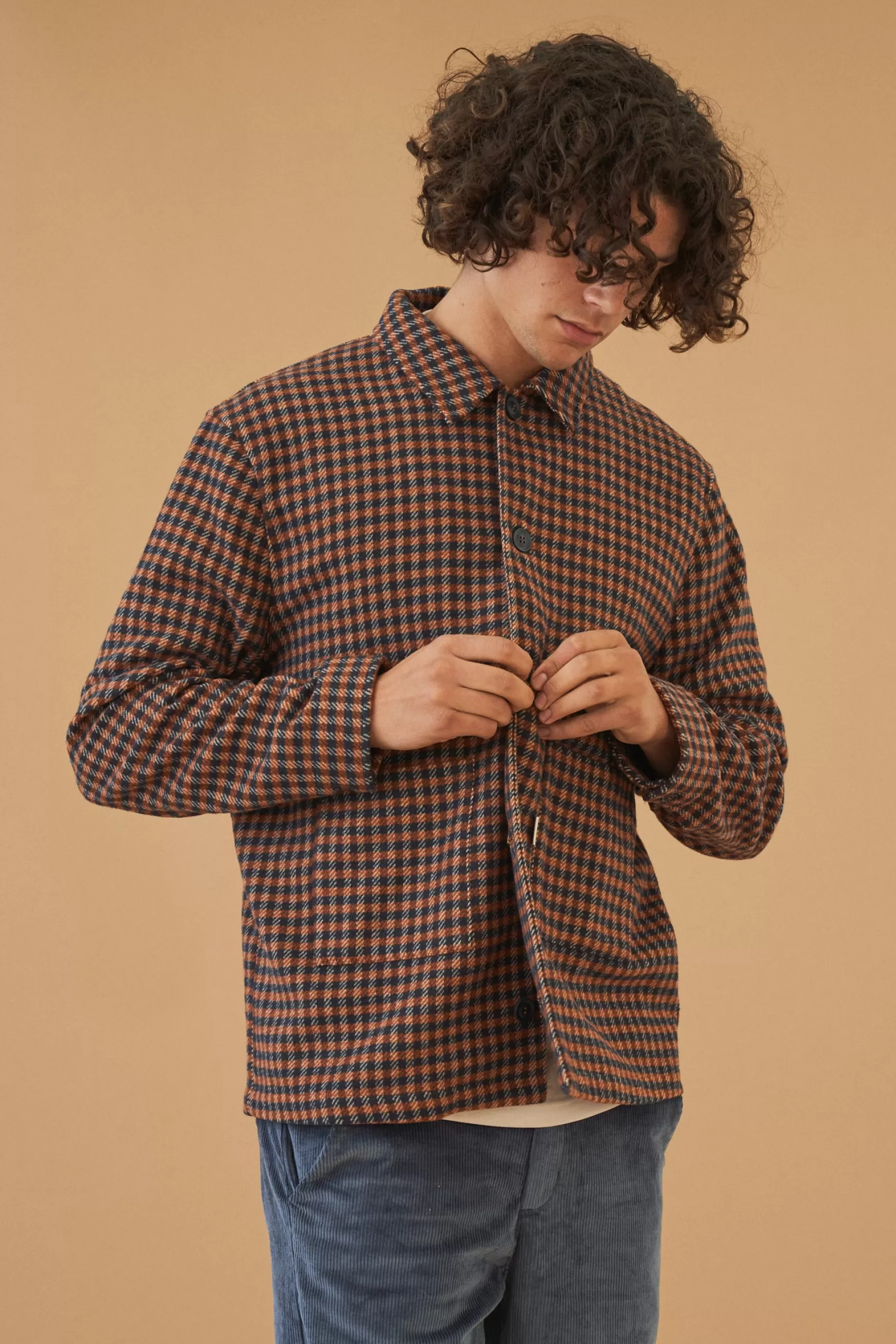 bound 'Rust Check' Button Overshirt Fashion