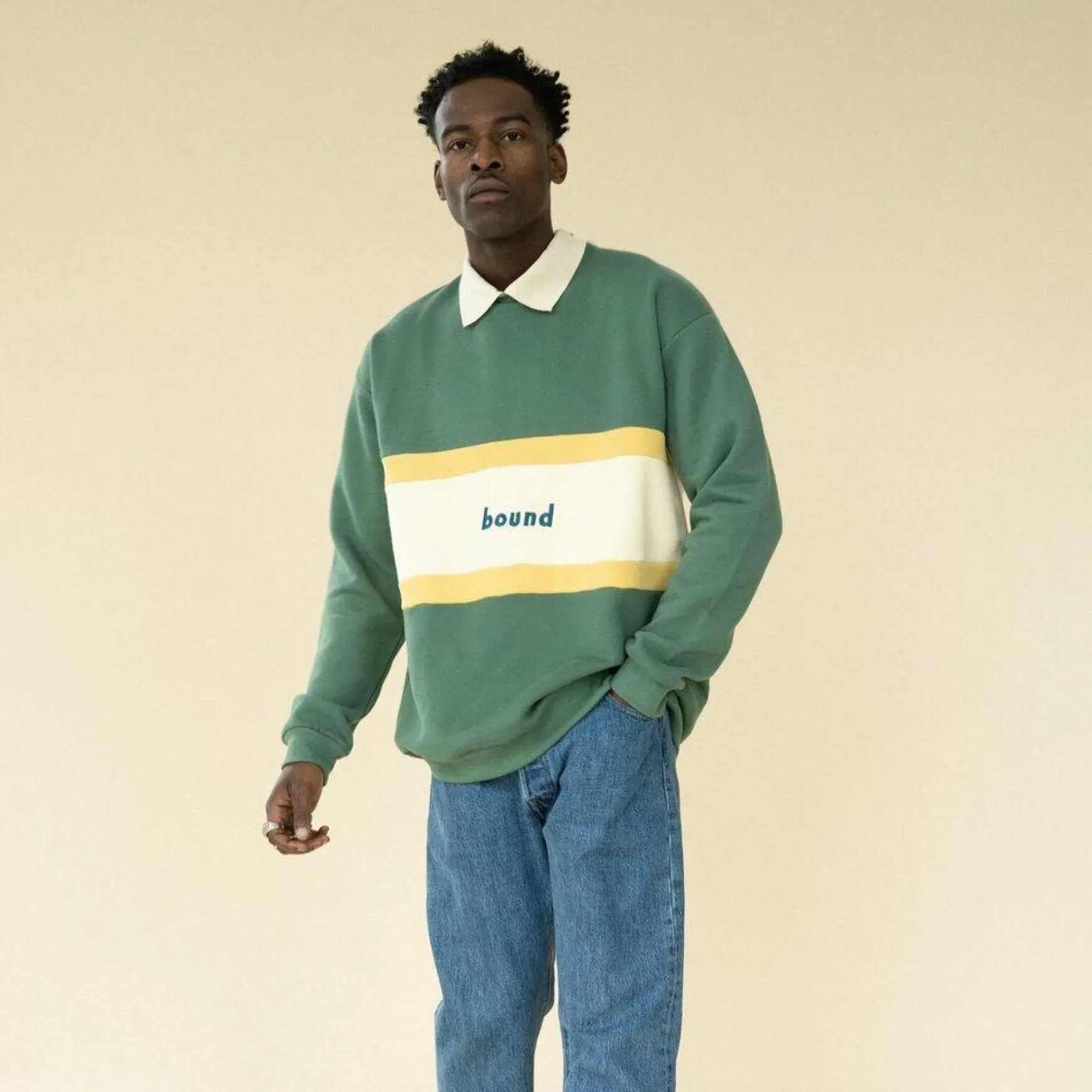 bound 'sage Collared Panel' Sweater Sale