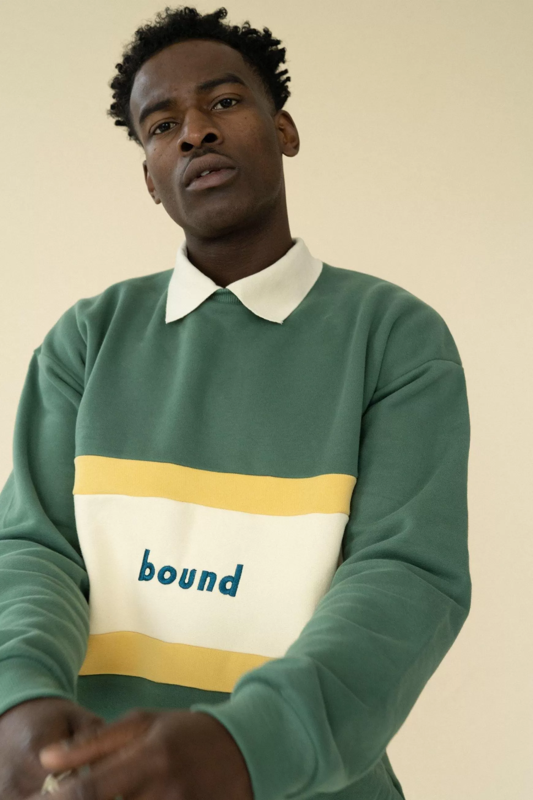 bound 'sage Collared Panel' Sweater Sale