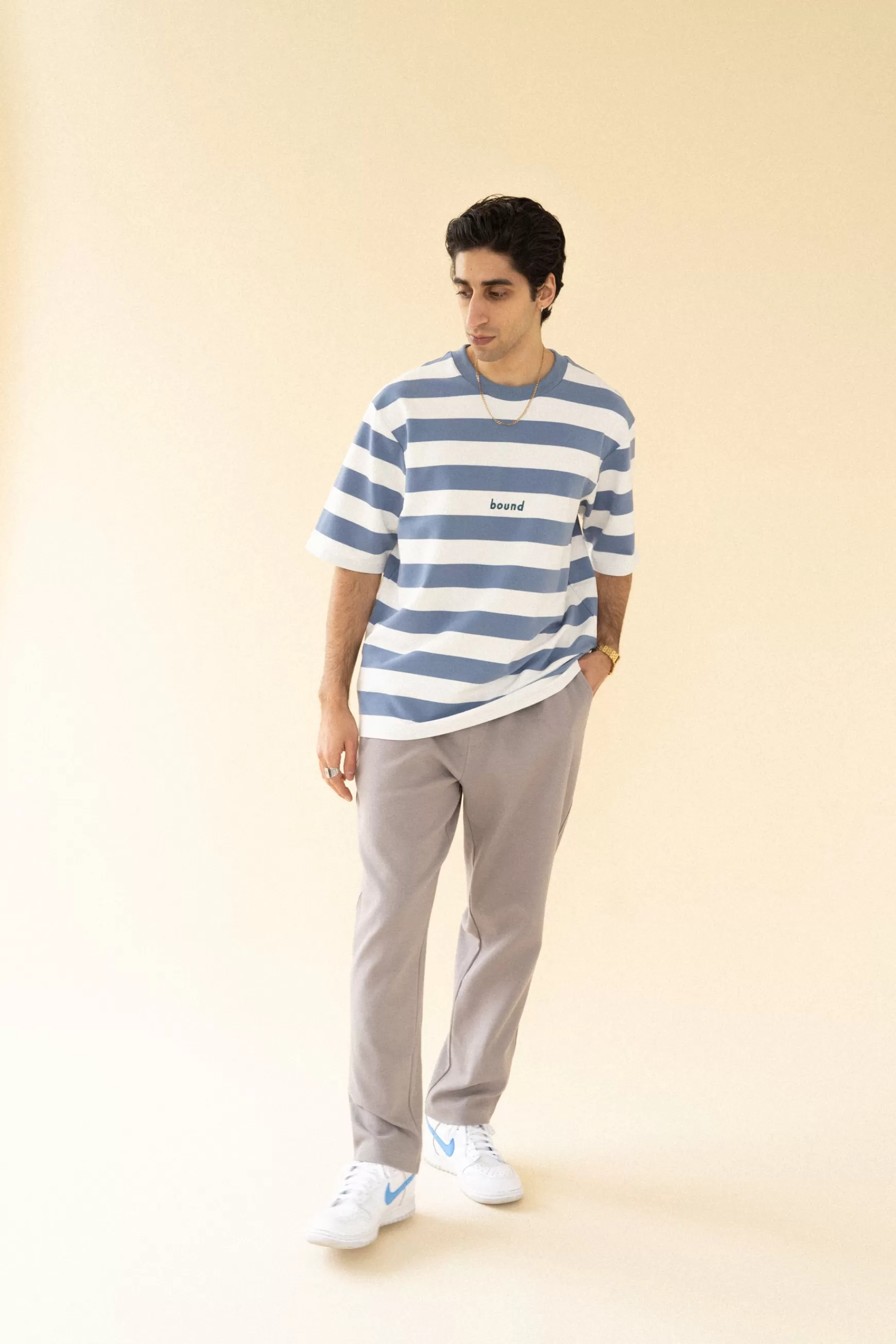 bound 'Textured Grey Cotton' Trousers Cheap