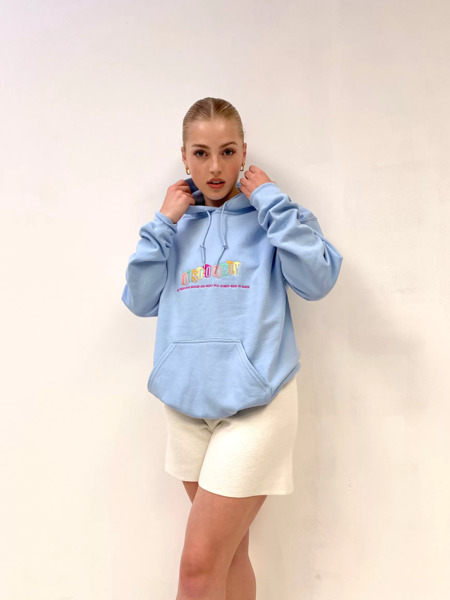 DISCO ONLY 'Dancers' Hoodie - Pastel Blue Fashion