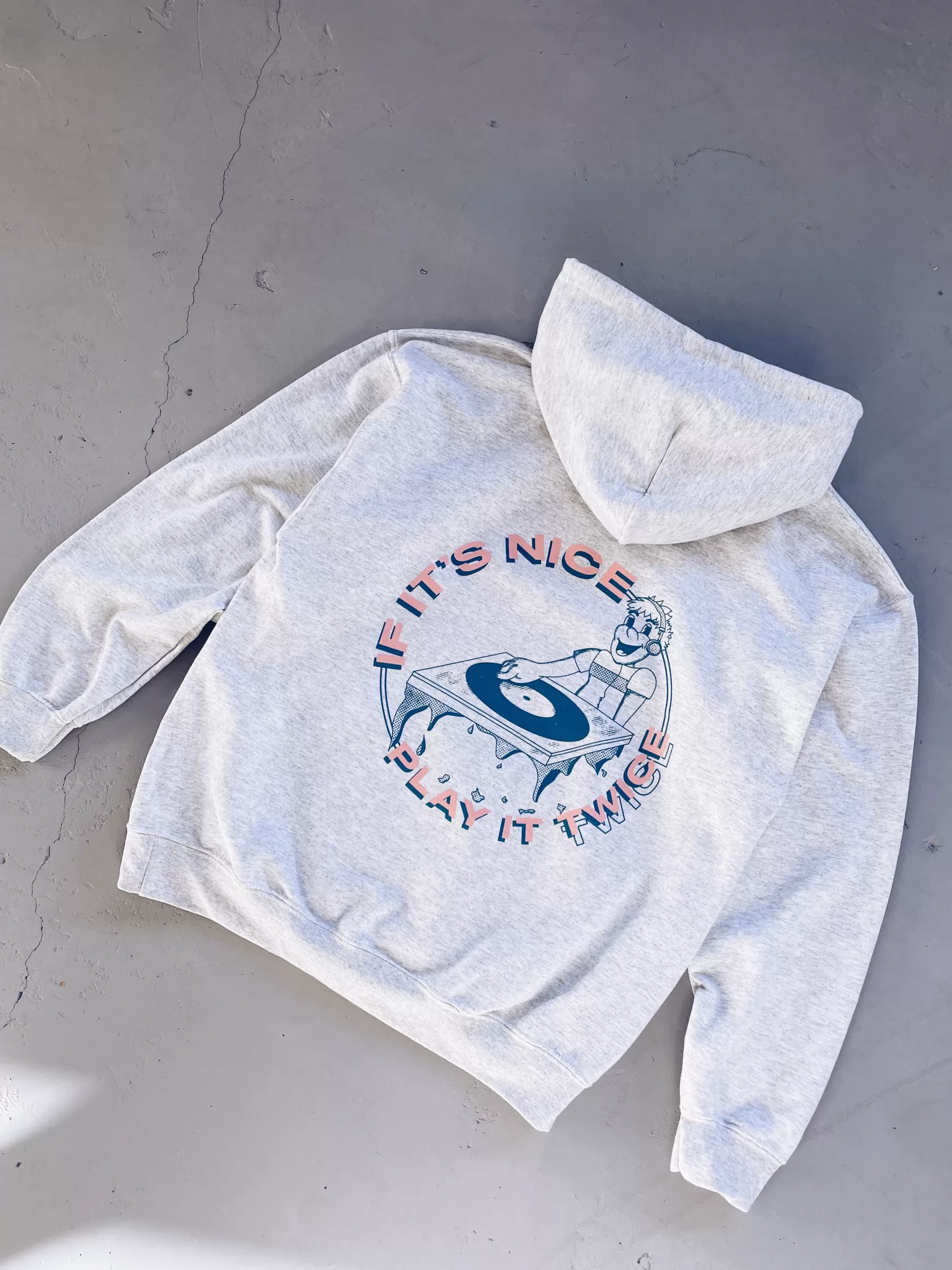 DISCO ONLY 'Play It Twice V1' Hoodie - Ash Grey Online