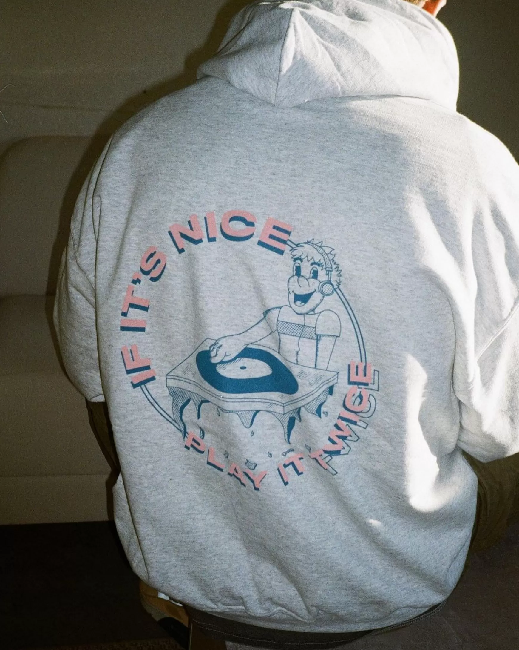 DISCO ONLY 'Play It Twice V1' Hoodie - Ash Grey Online