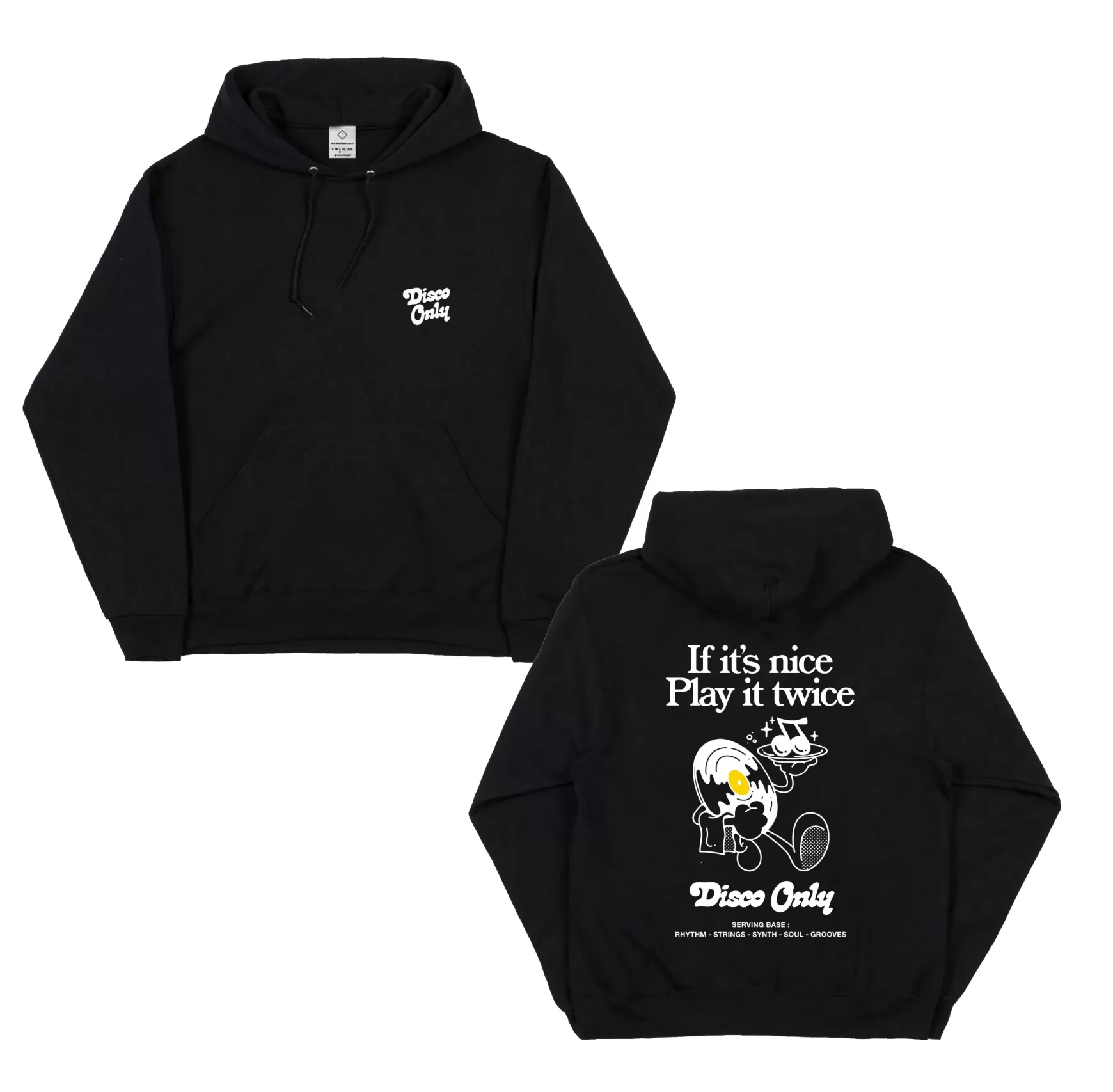 DISCO ONLY 'Play It Twice V2' Hoodie - Black Flash Sale