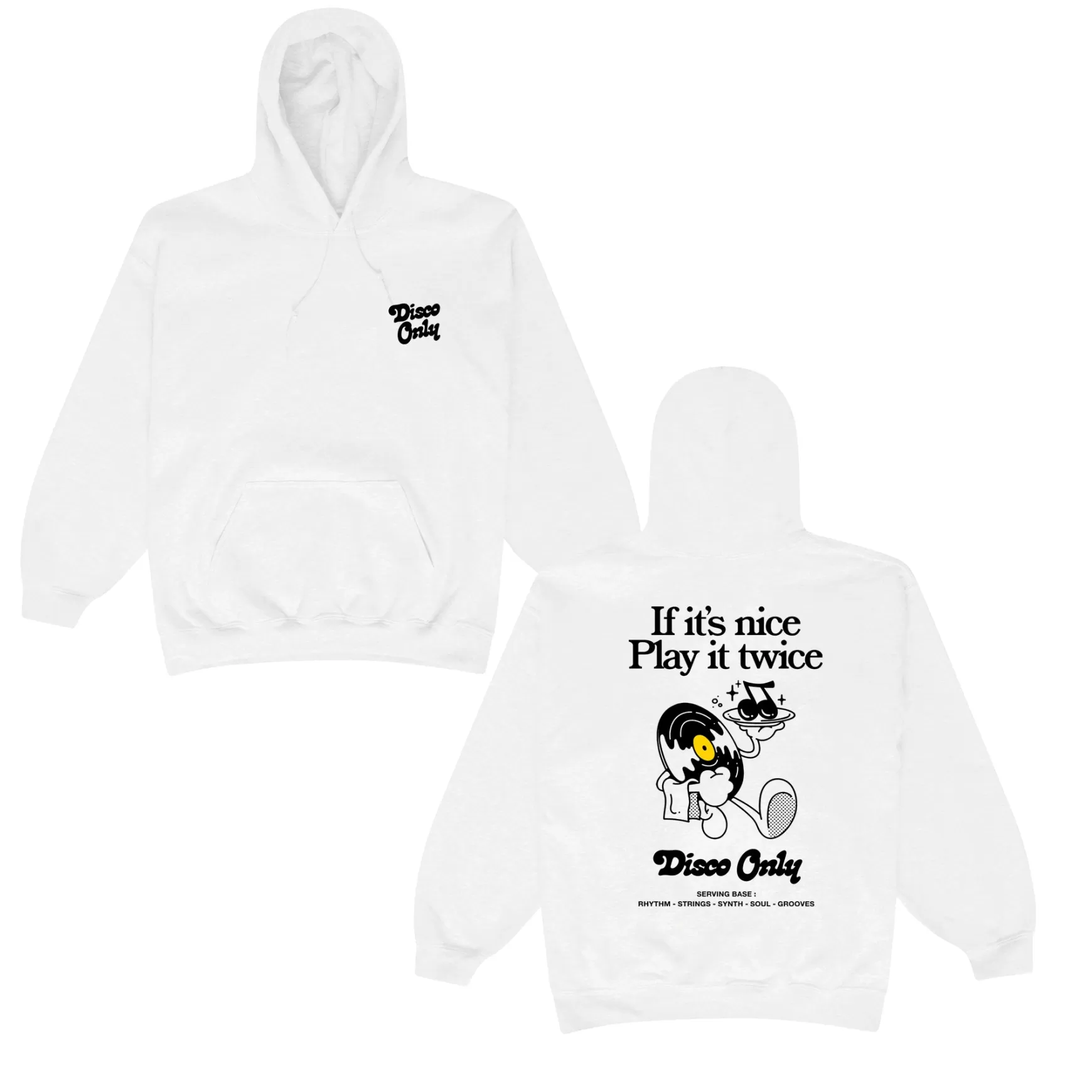 DISCO ONLY 'Play It Twice V2' Hoodie - White Outlet