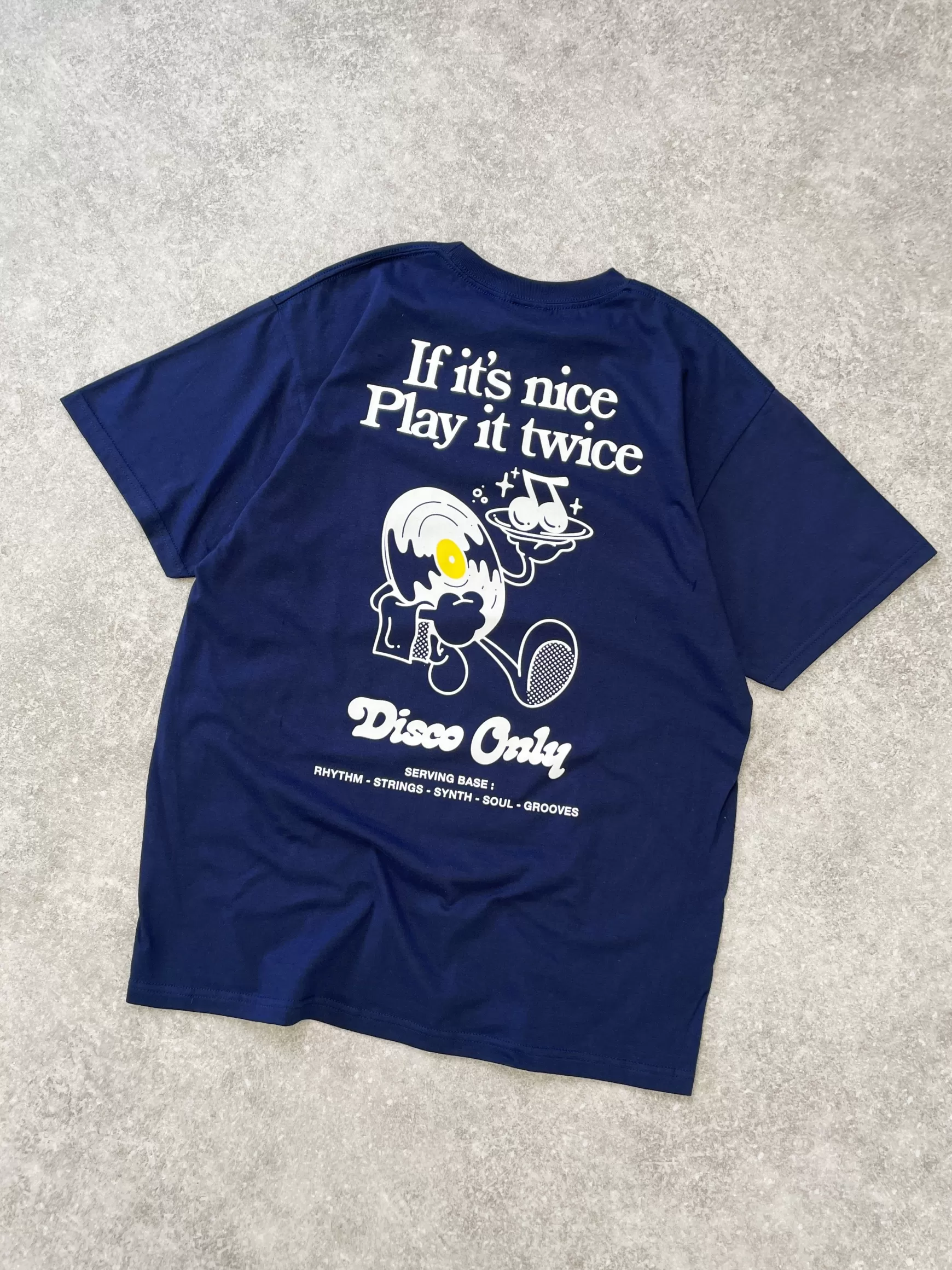 DISCO ONLY 'Play It Twice V2' Tee - Navy Fashion