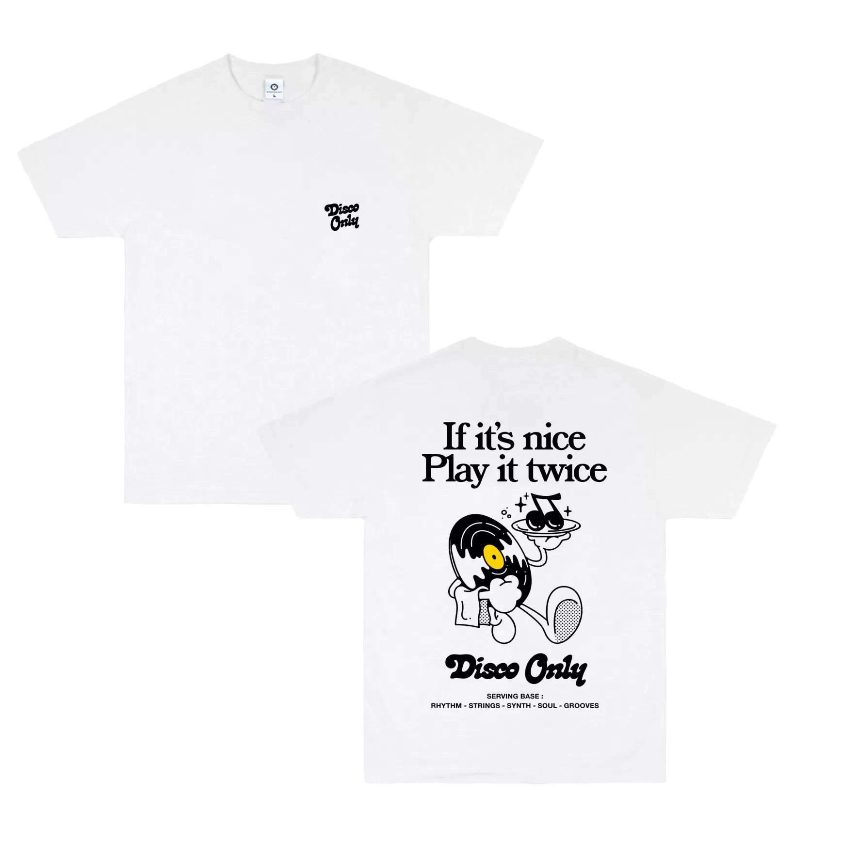 DISCO ONLY 'Play It Twice V2' Tee - White Clearance