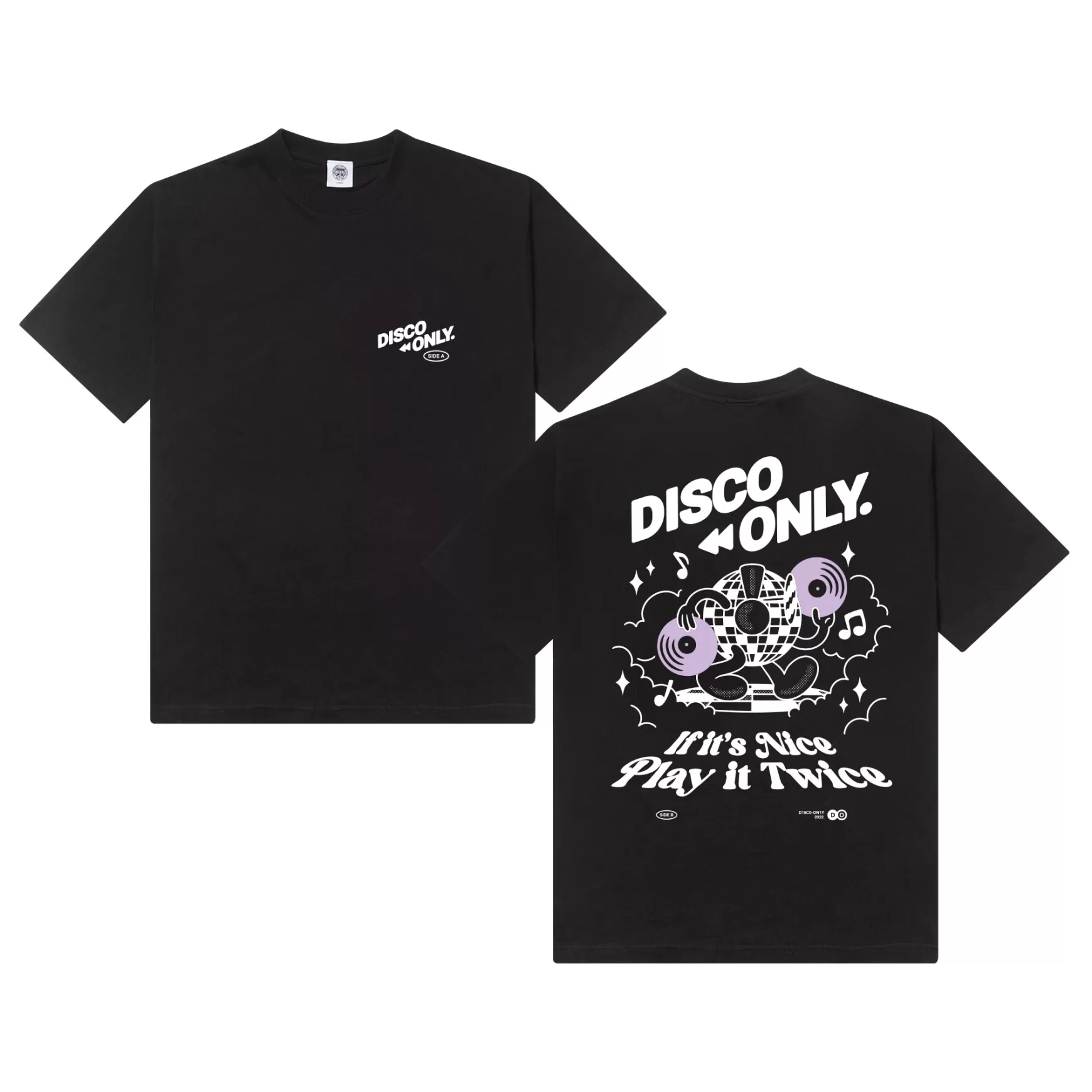 DISCO ONLY 'Play It Twice V4' Tee - Black Shop