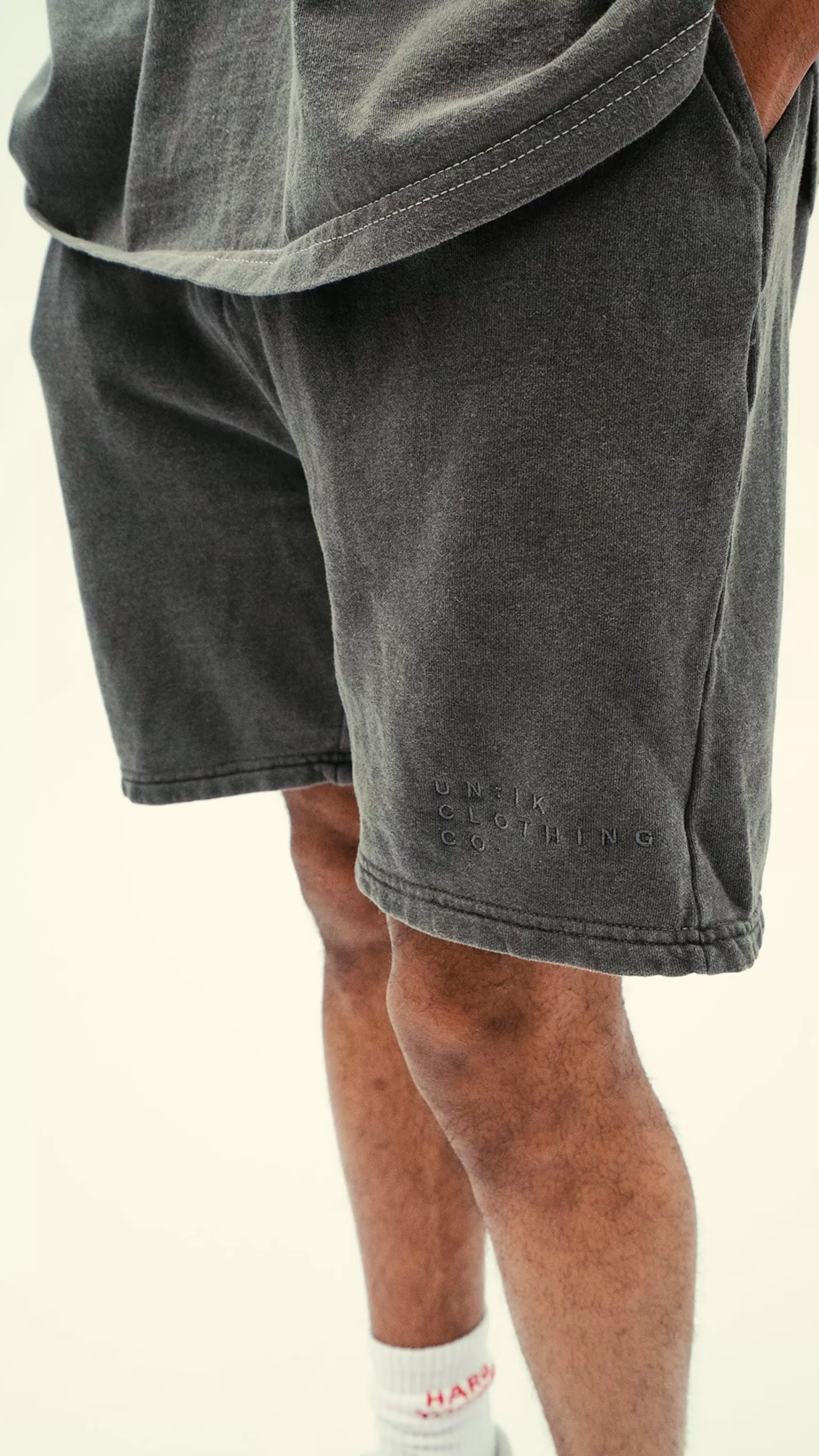 UN:IK Essentials Essenitals 'sets' Vintage Washed Jogger Shorts - Washed Black Cheap