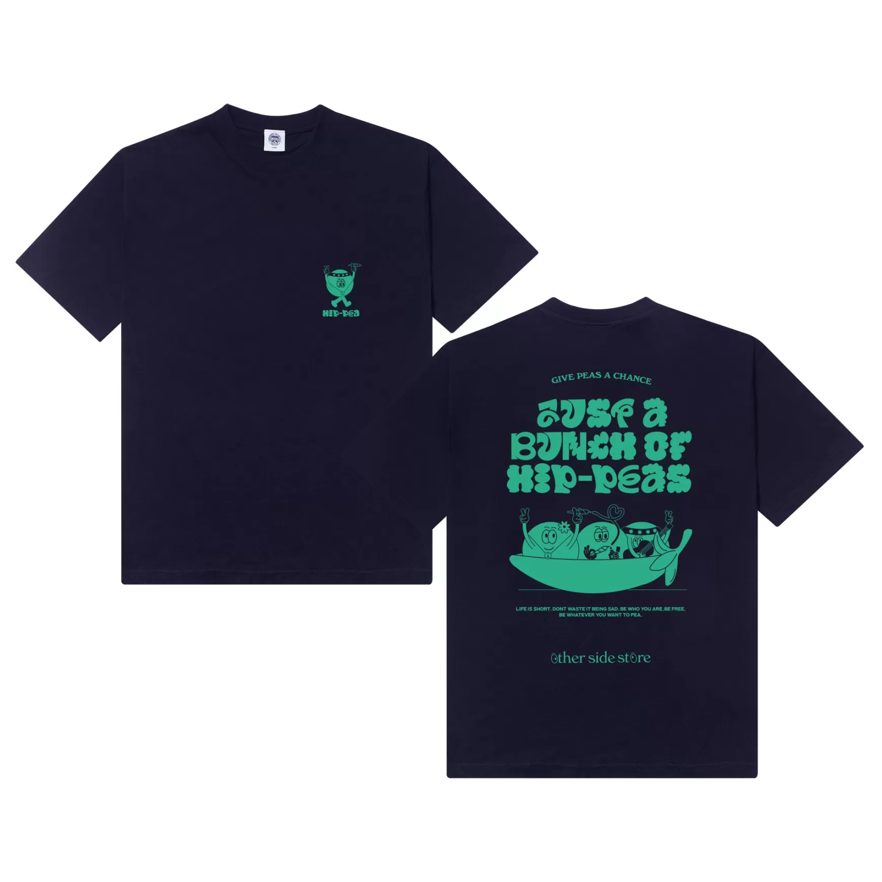 Other Side Store 'Hippeas' Organic Tee - Navy Cheap