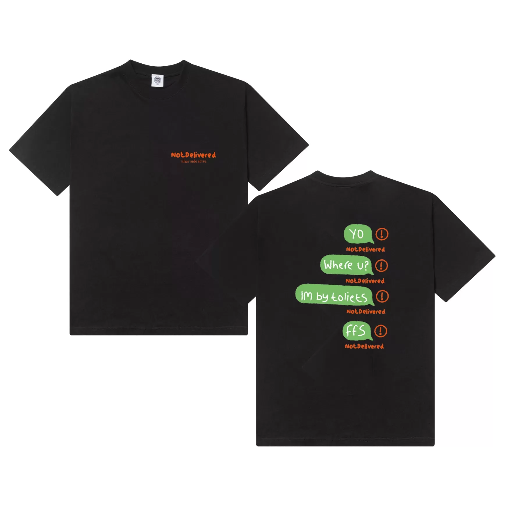 Other Side Store 'Not Delivered' Tee - Black Clearance