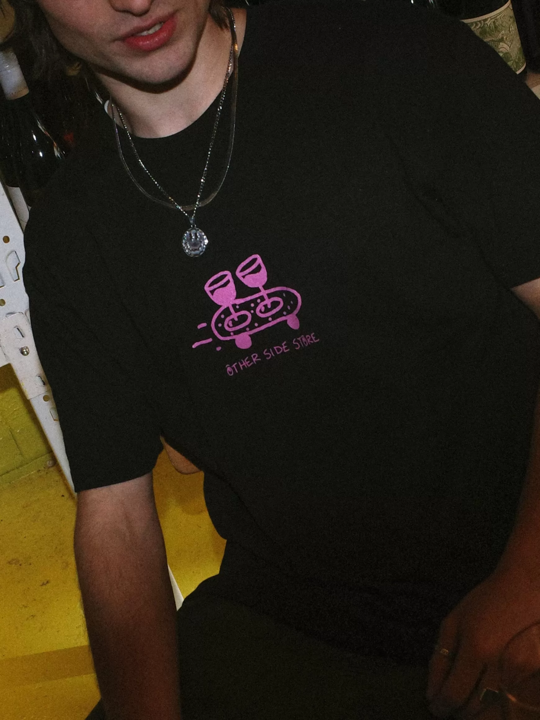 Other Side Store 'Wine Skate' Tee - Black/ Ecru/ Navy Outlet