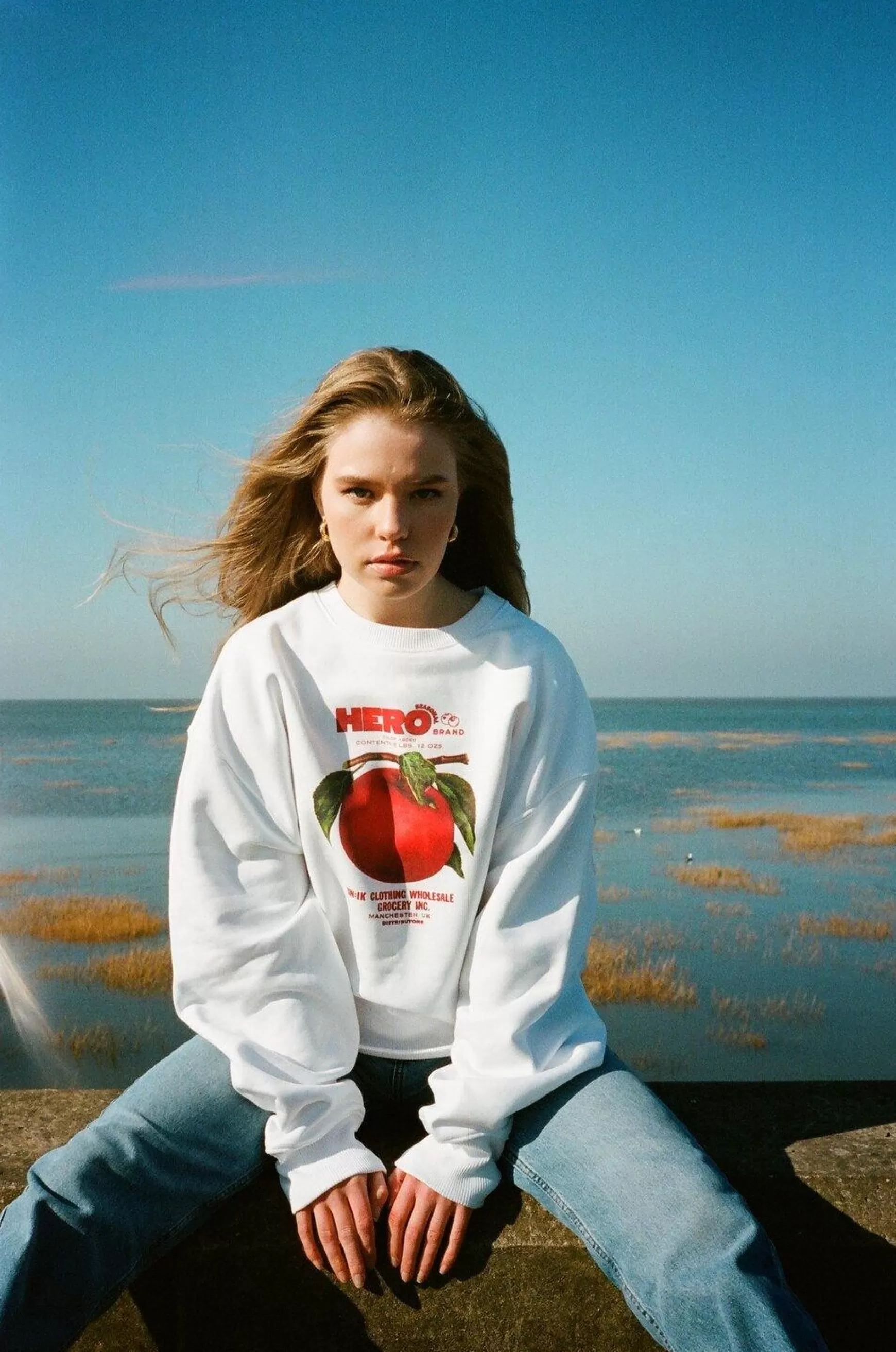 Seasonal Hero 'Apple Branch' Oversized Sweater - Organic White Cheap