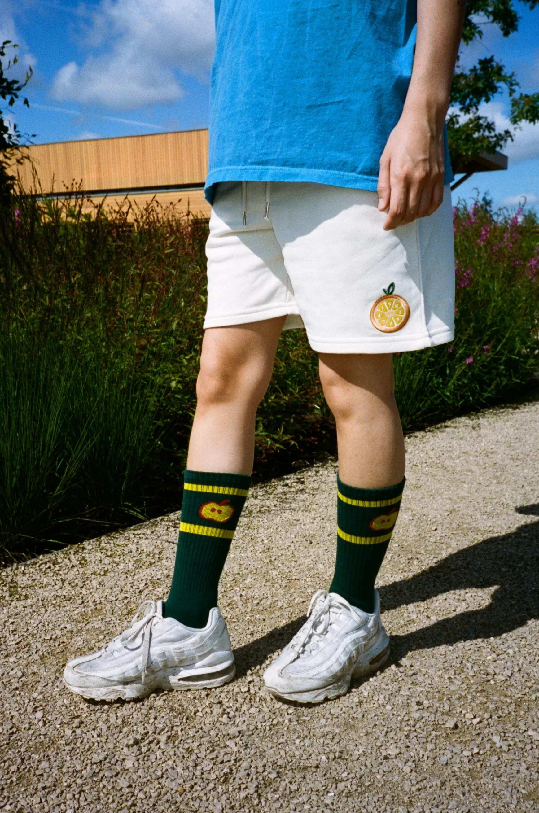 Seasonal Hero 'Orange Patch' Organic Jogger Shorts - Natural Online
