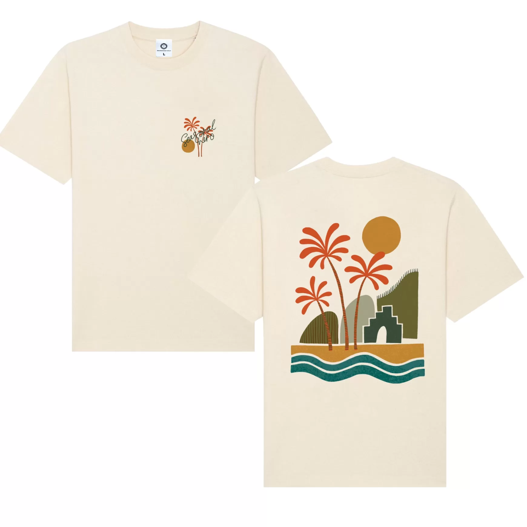 Seasonal Hero 'Palms' Tee - Natural Flash Sale