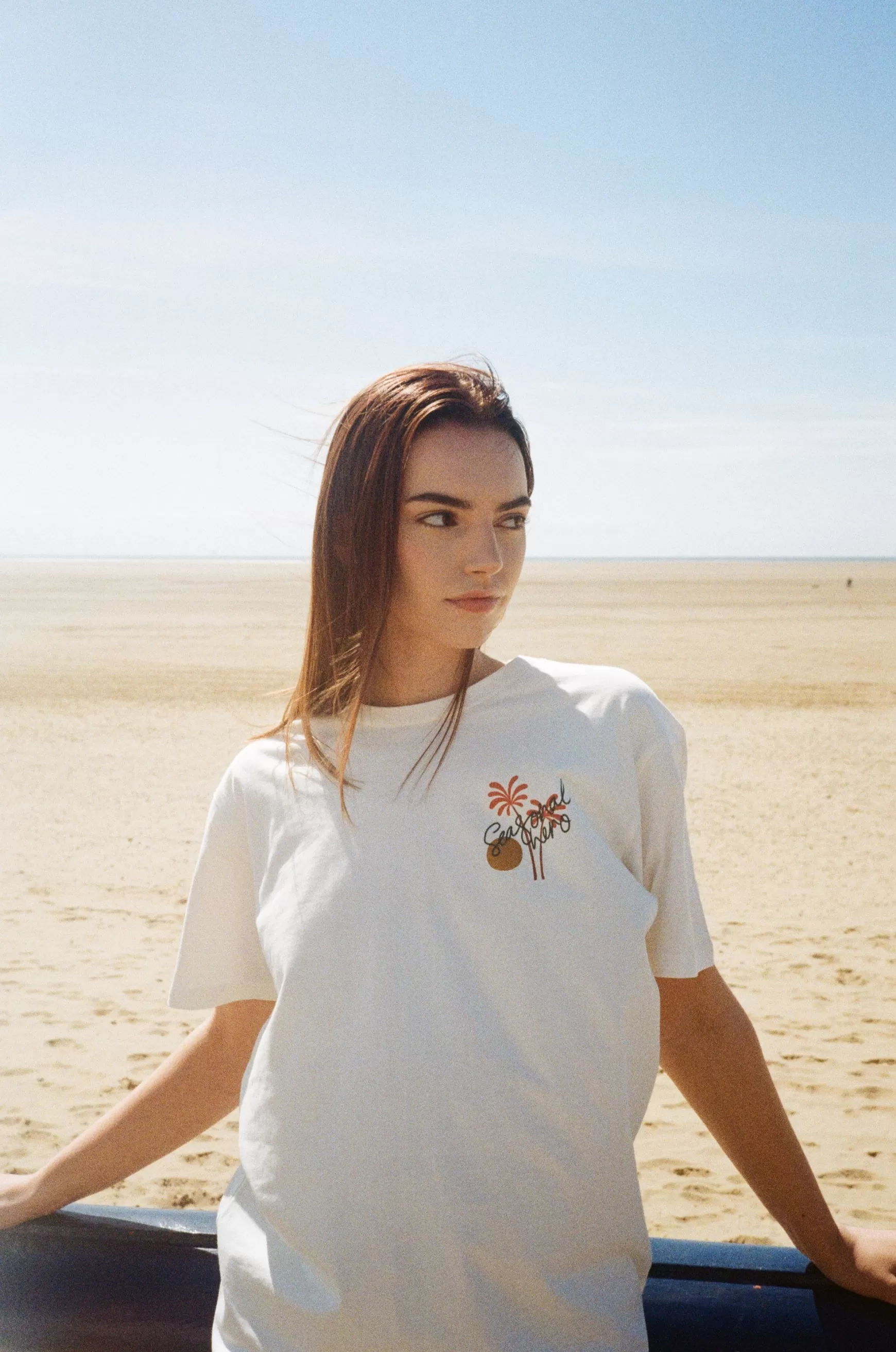 Seasonal Hero 'Palms' Tee - Natural Flash Sale