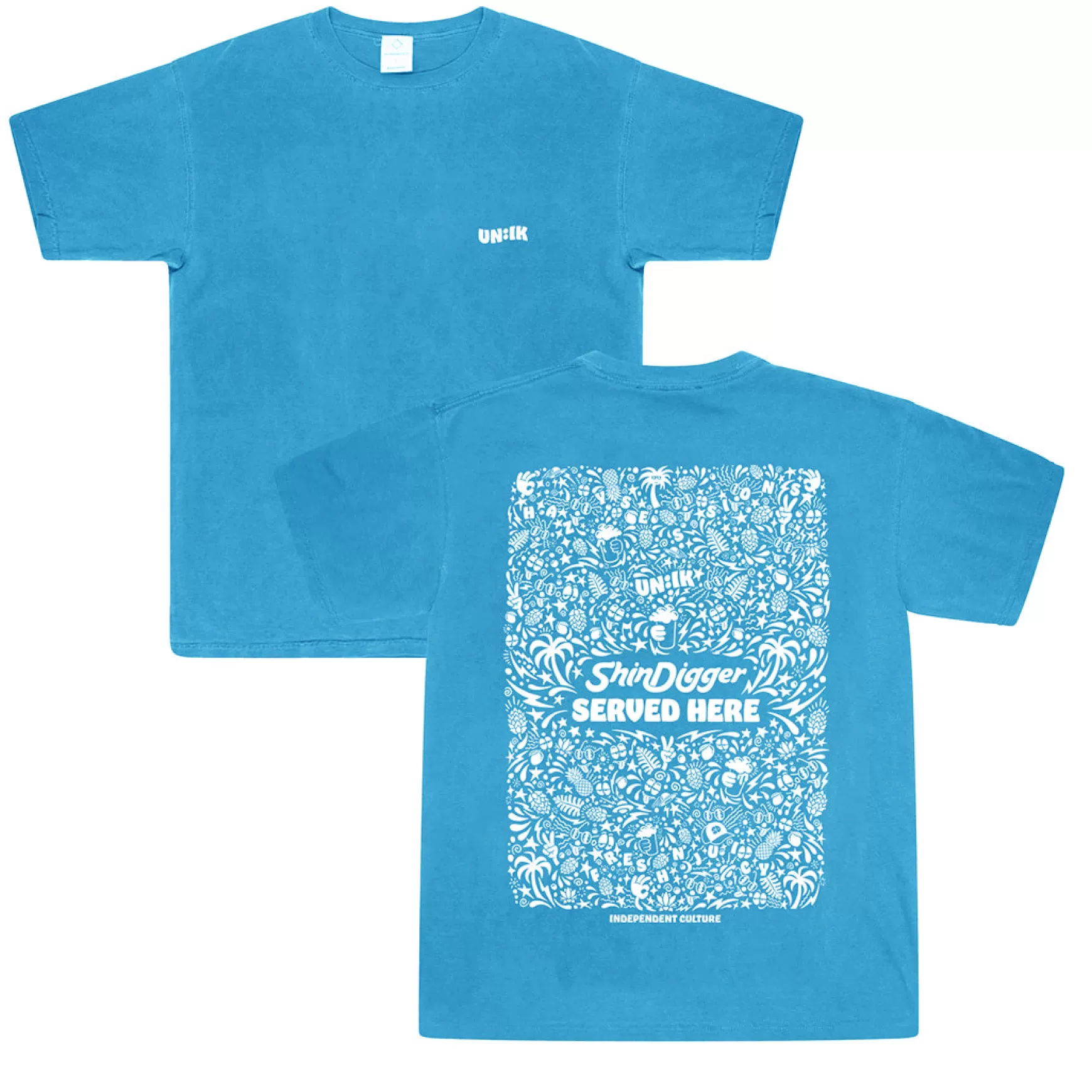 Shindigger X Un:Ik 'served Here' Tee - Ibiza Blue Online