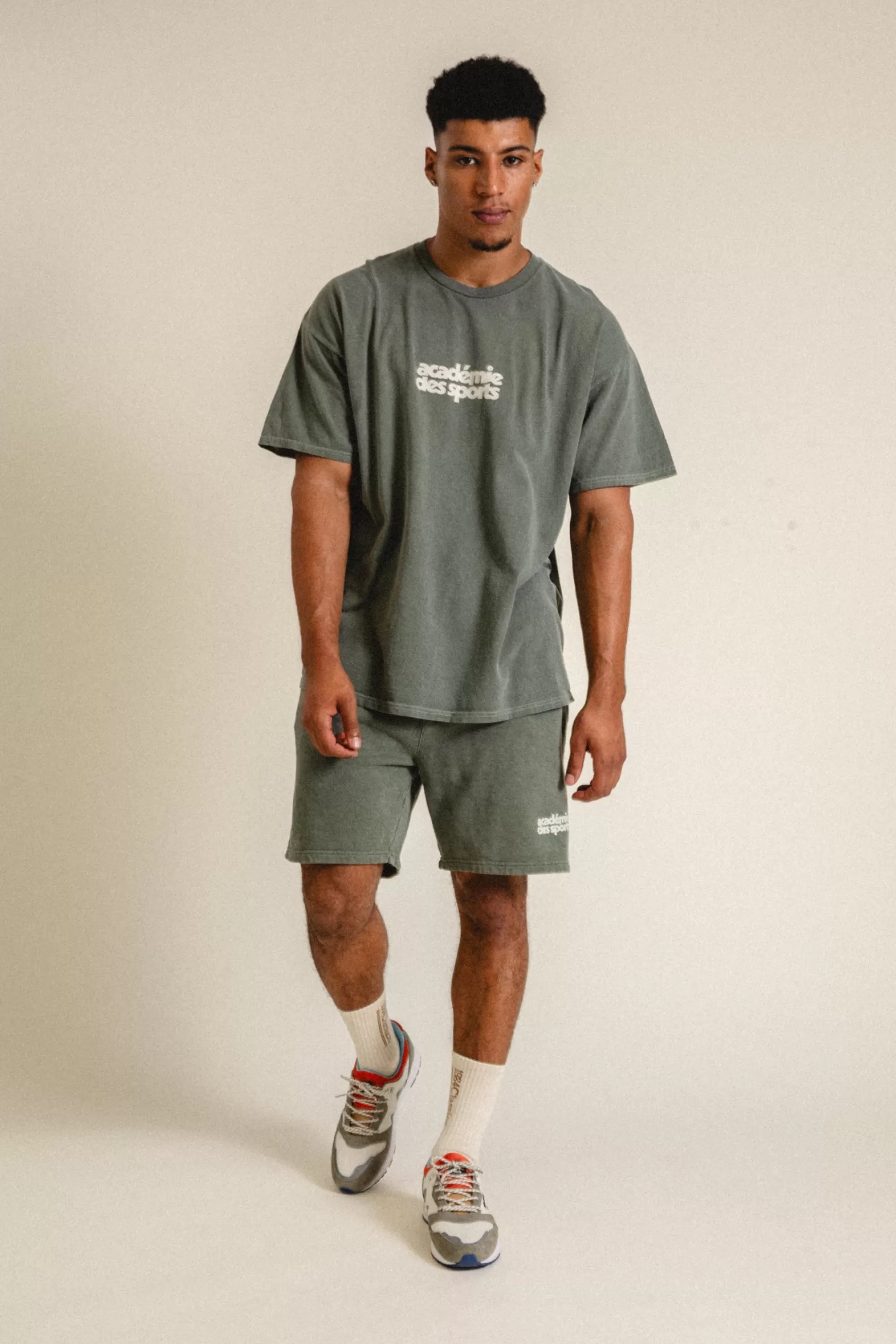 Vice 84 'Academie Des Sports' Vintage Washed Shorts - Khaki Clearance