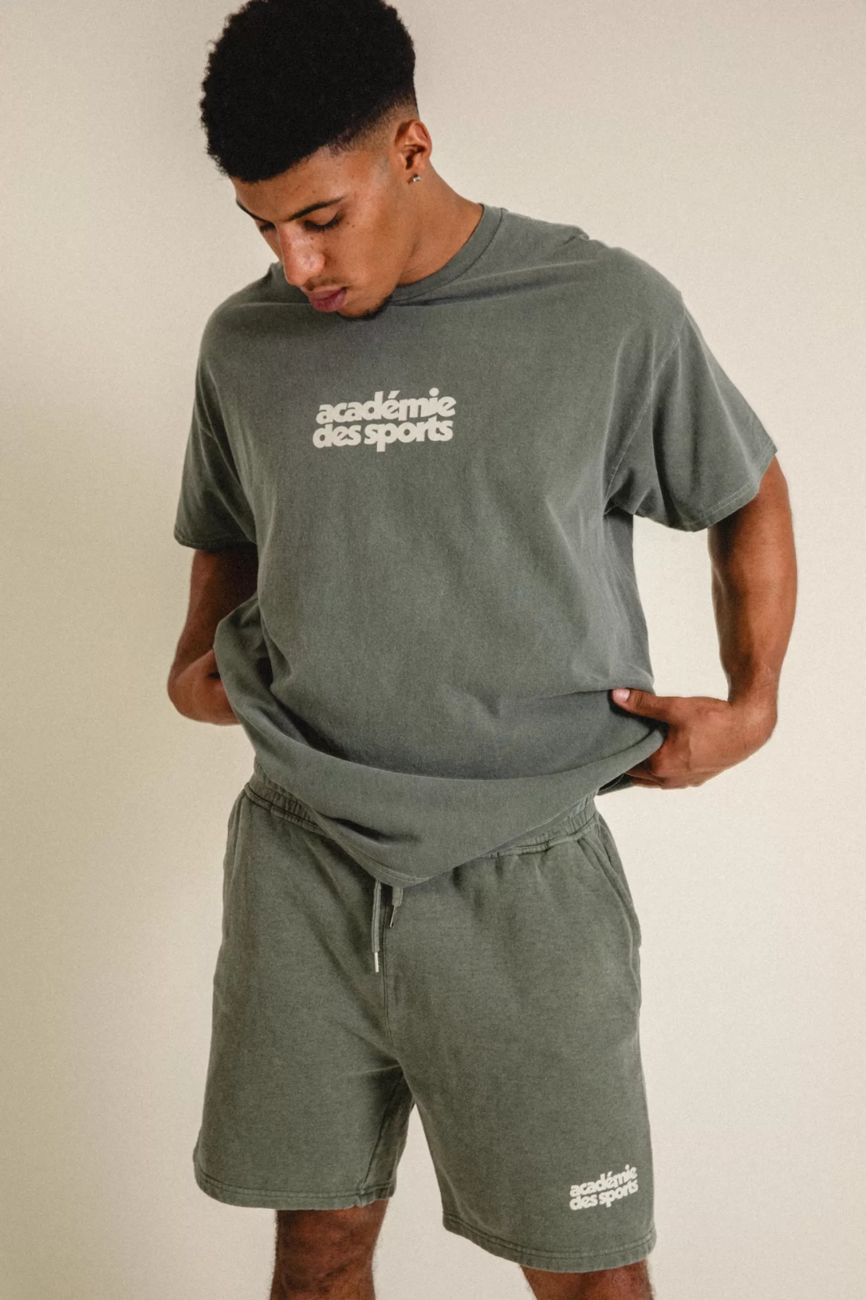 Vice 84 'Academie Des Sports' Vintage Washed Tee - Khaki Cheap