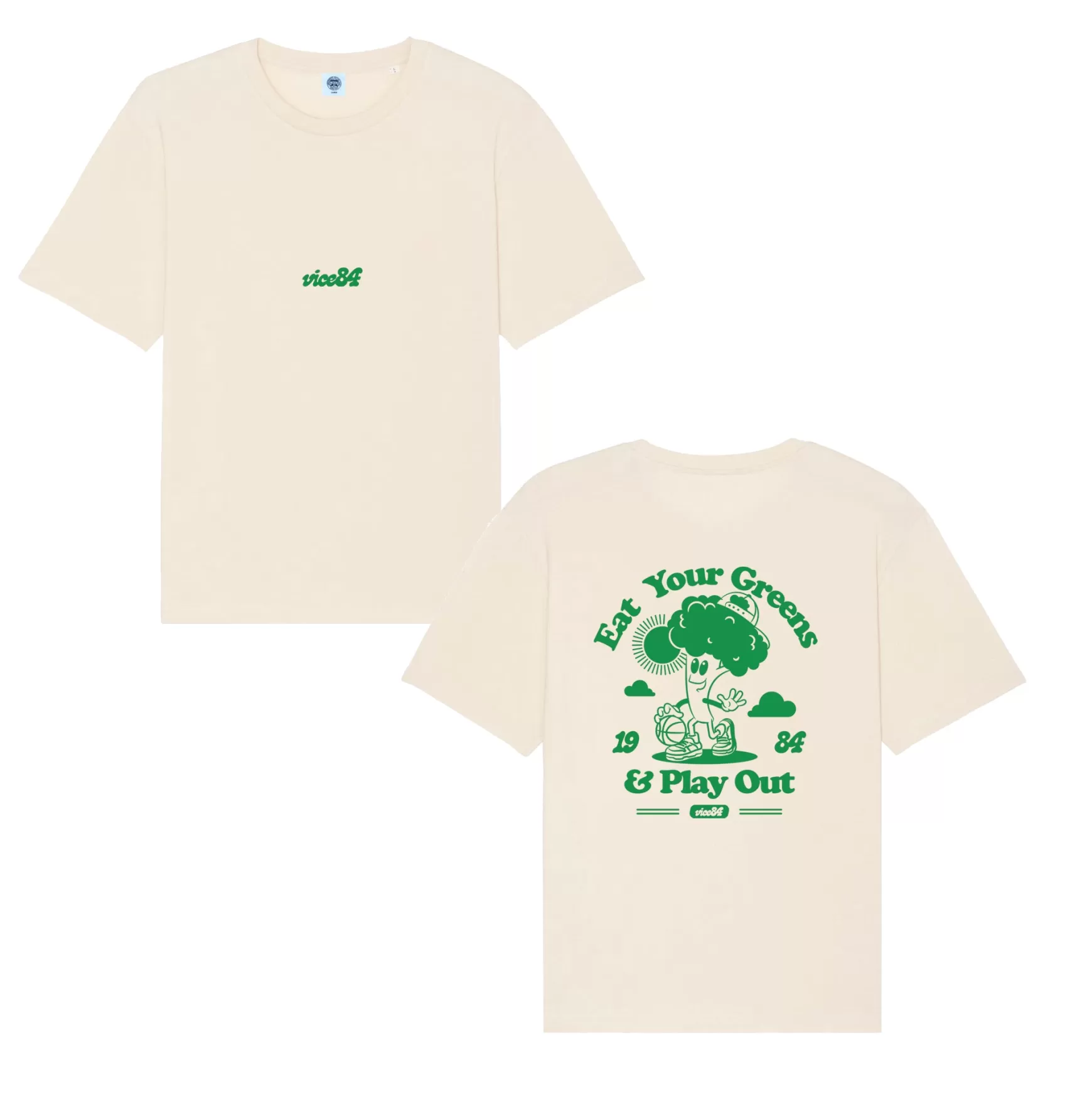 Vice 84 'Eat Your Greens' Tee - Natural Cheap