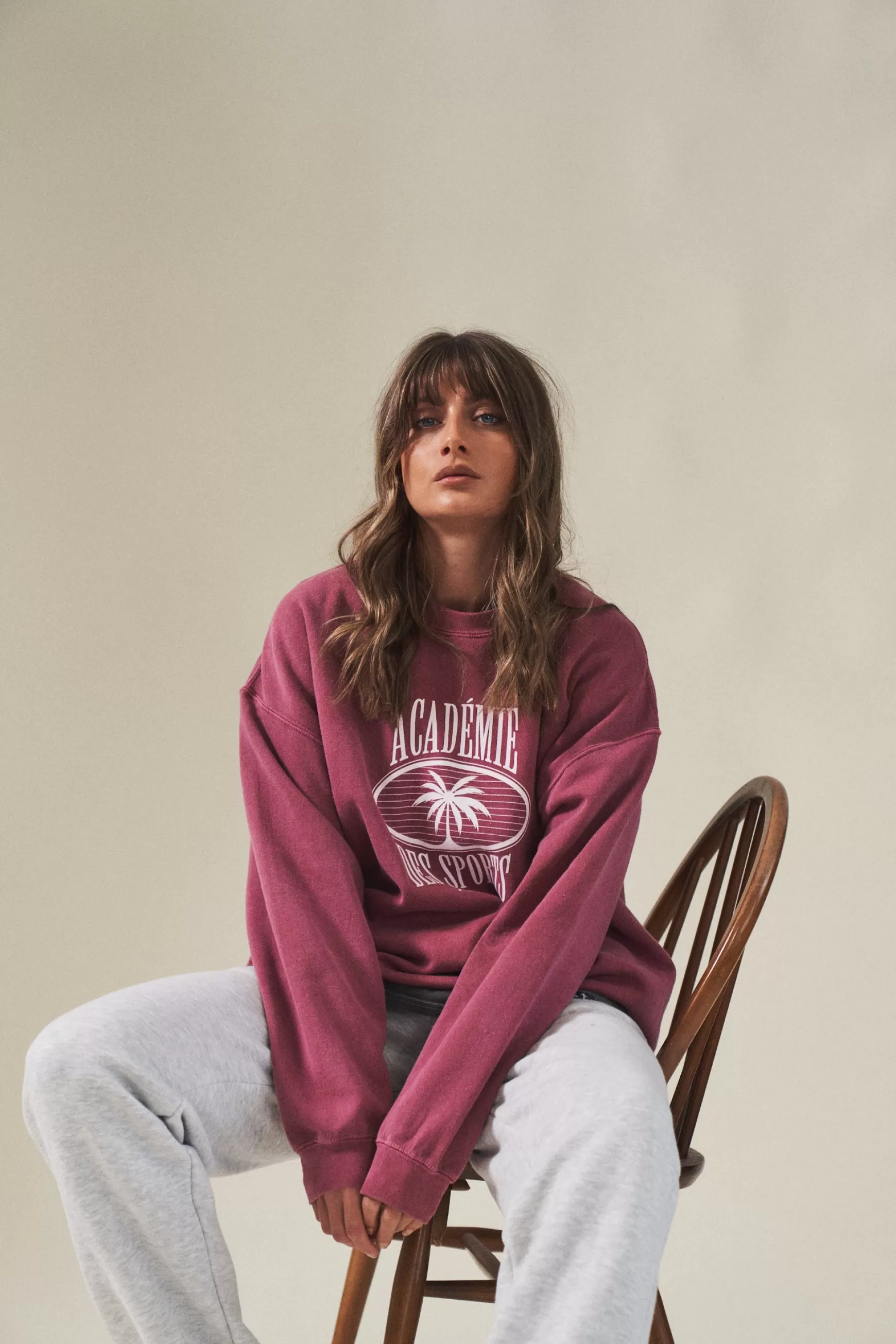 Vice 84 'Palms' Vintage Washed Sweater - Cranberry Sale