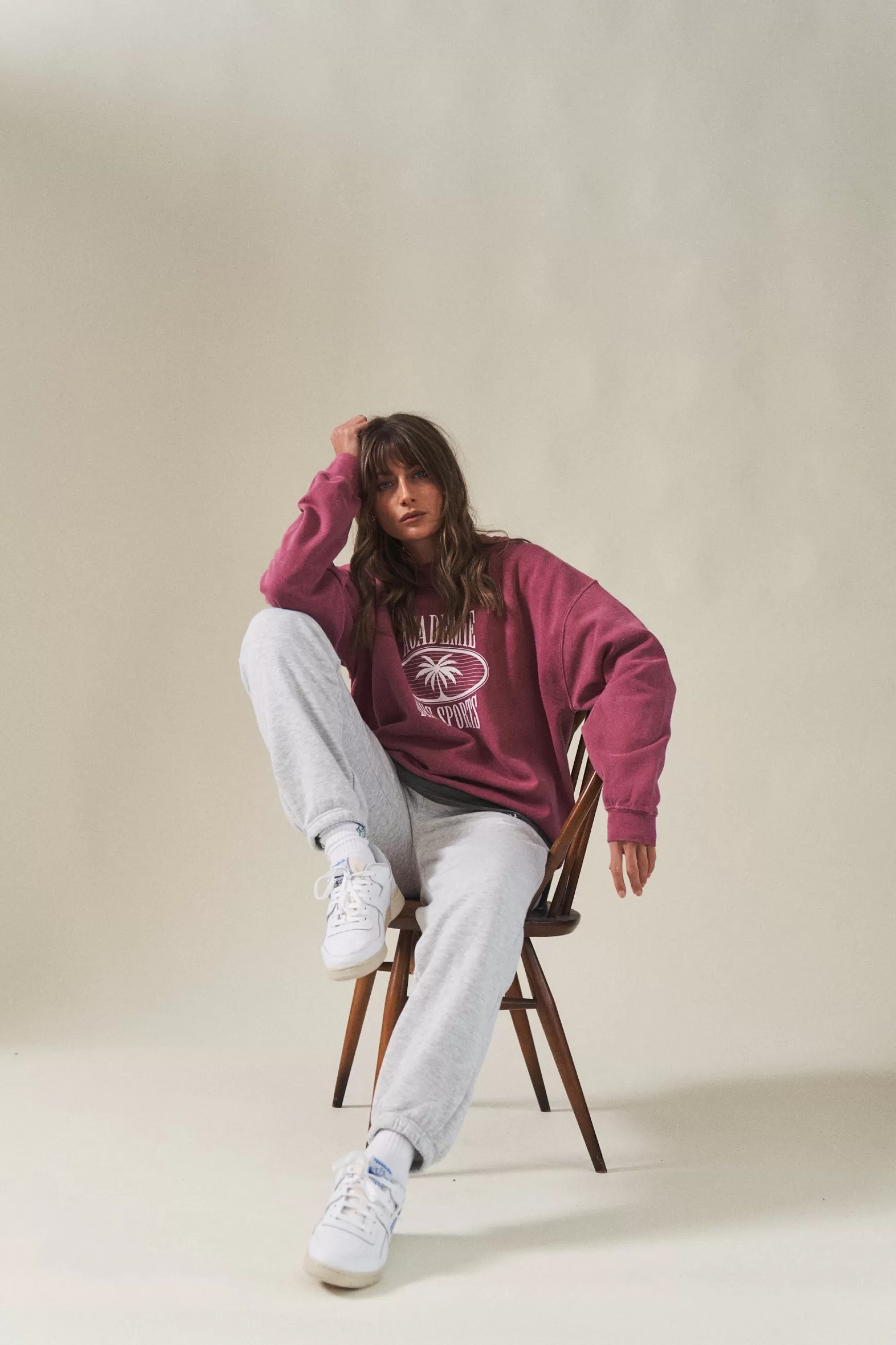 Vice 84 'Palms' Vintage Washed Sweater - Cranberry Sale