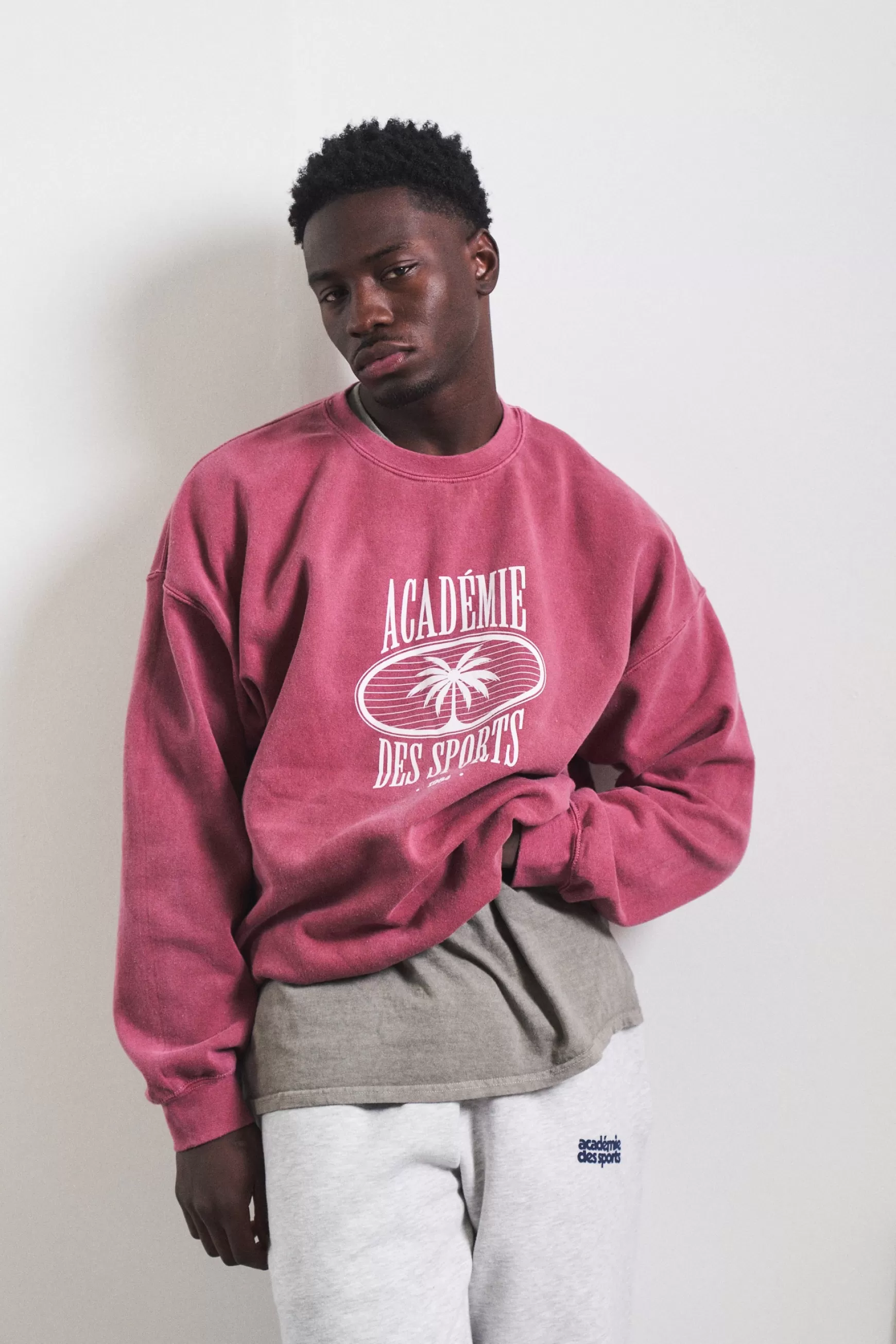 Vice 84 'Palms' Vintage Washed Sweater - Cranberry Sale