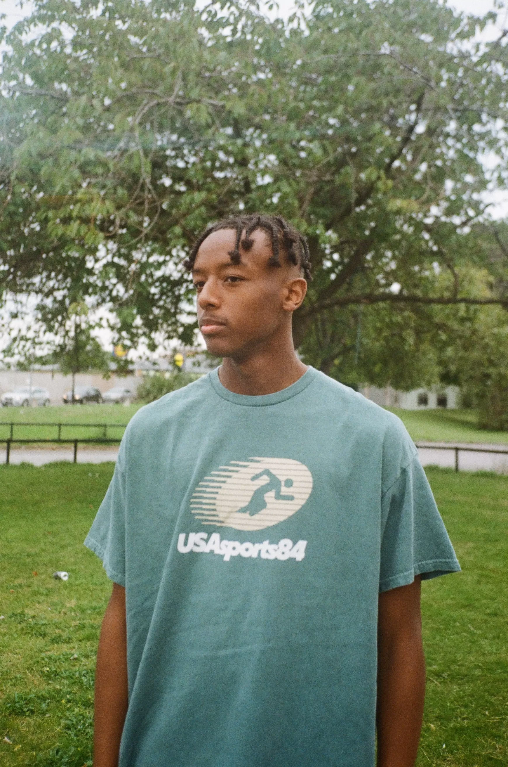 Vice 84 'sports Runner' Tee - Vintage Washed Green Clearance